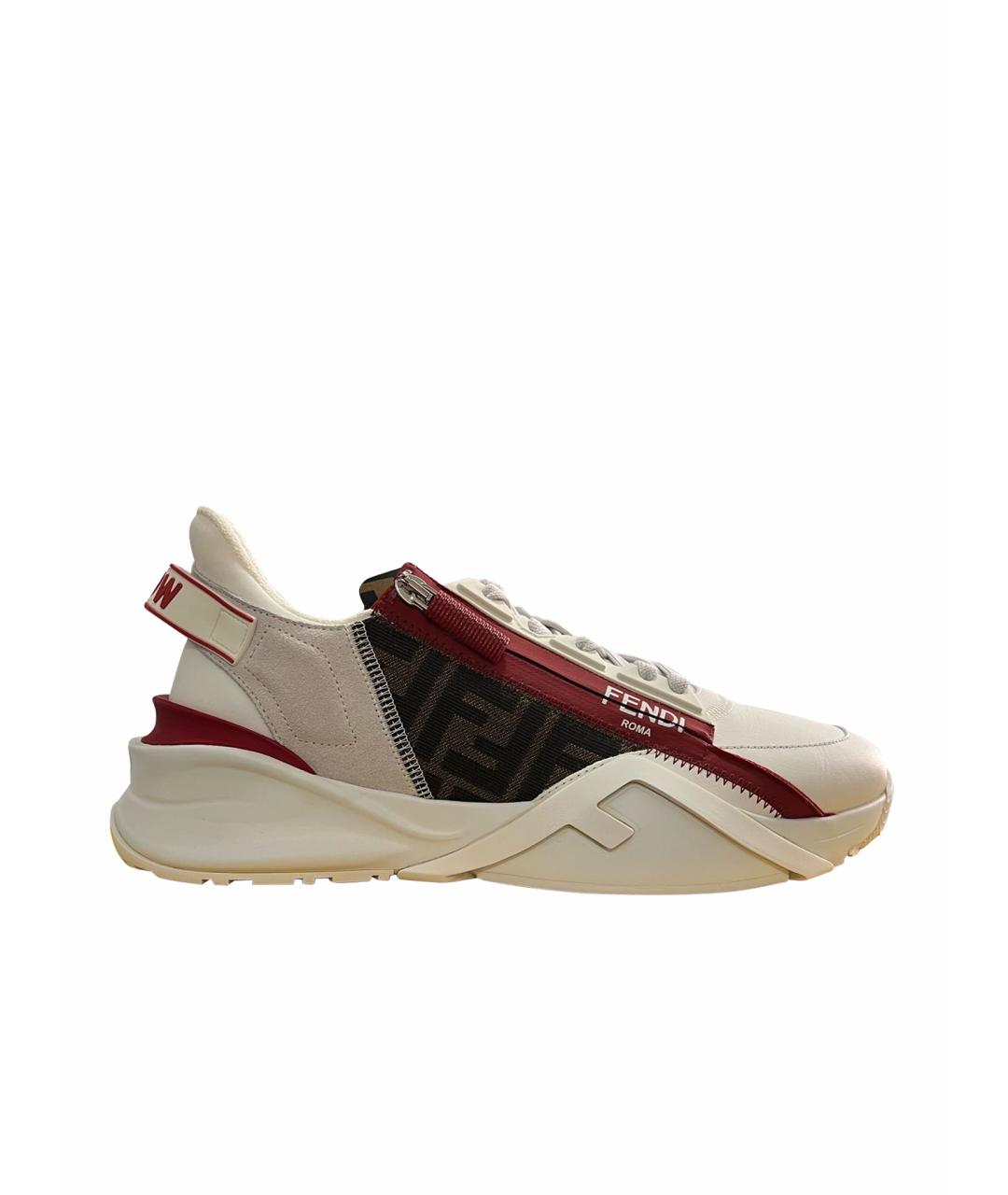 FENDI Белые кожаные низкие кроссовки / кеды, фото 1