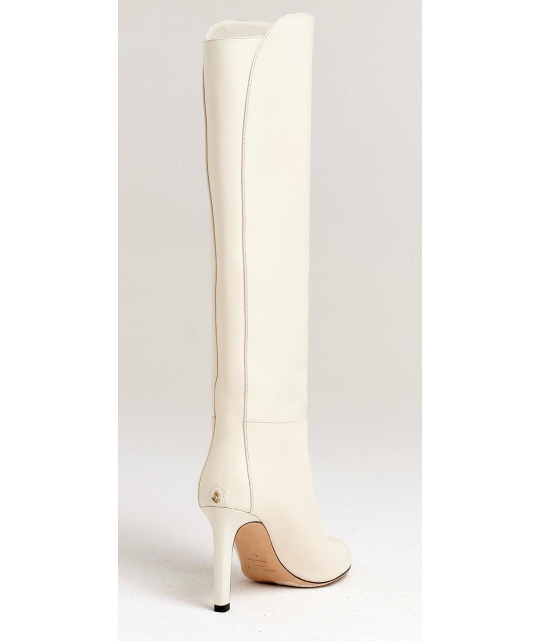 JIMMY CHOO Белые кожаные сапоги, фото 4