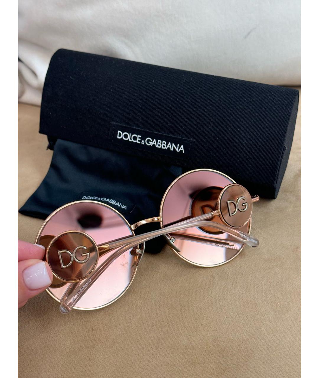 DOLCE&GABBANA Золотые металлические солнцезащитные очки, фото 3