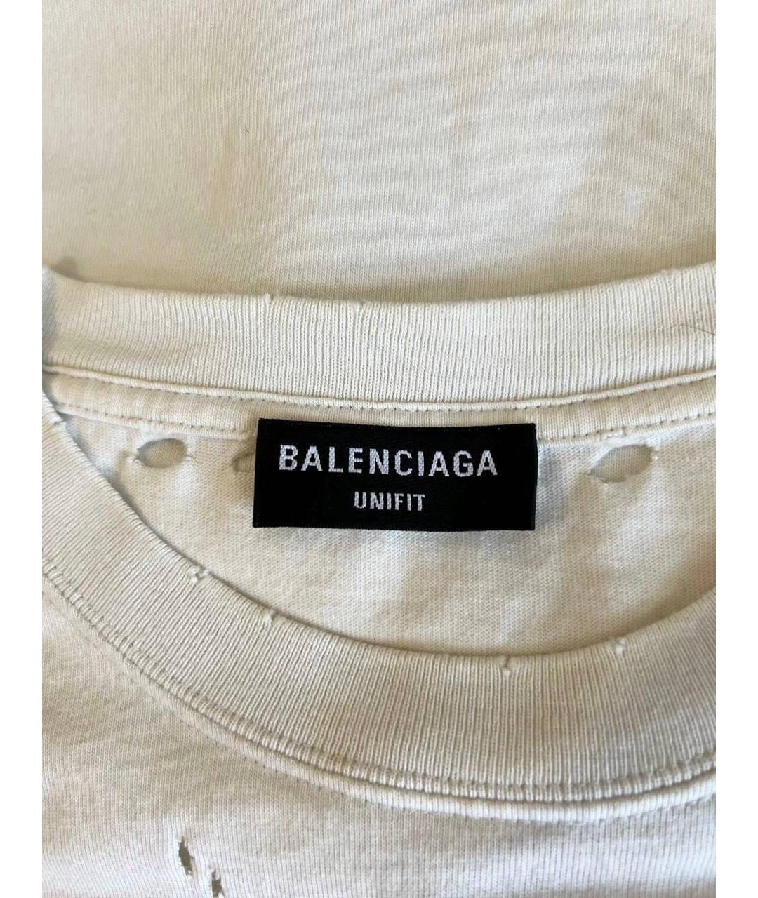 BALENCIAGA Бежевая хлопковая футболка, фото 5
