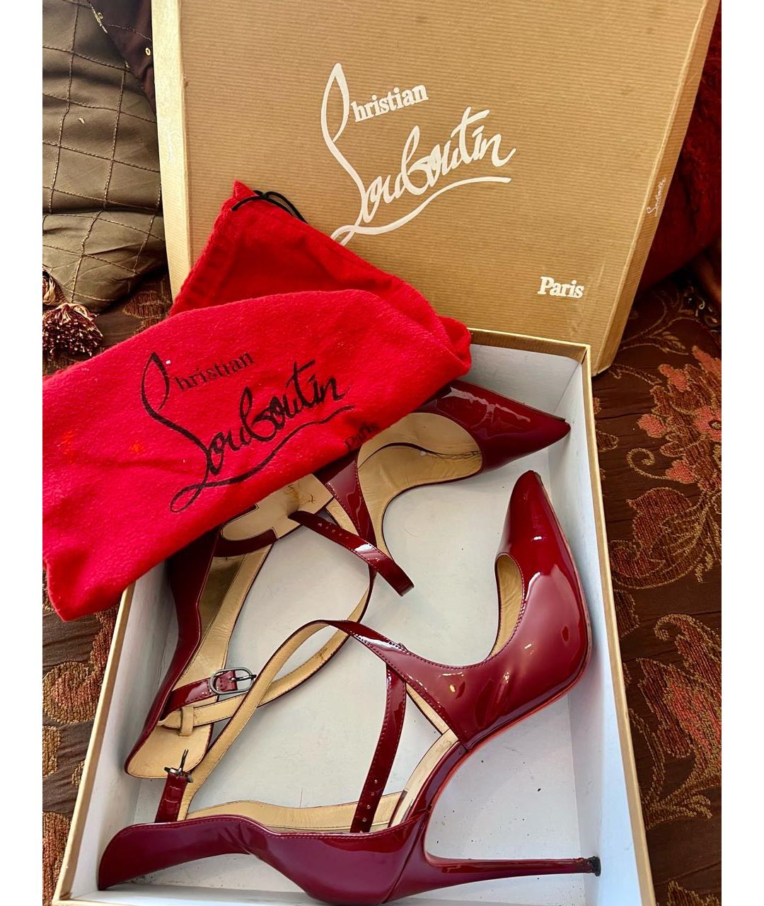 CHRISTIAN LOUBOUTIN Бордовые туфли из лакированной кожи, фото 4