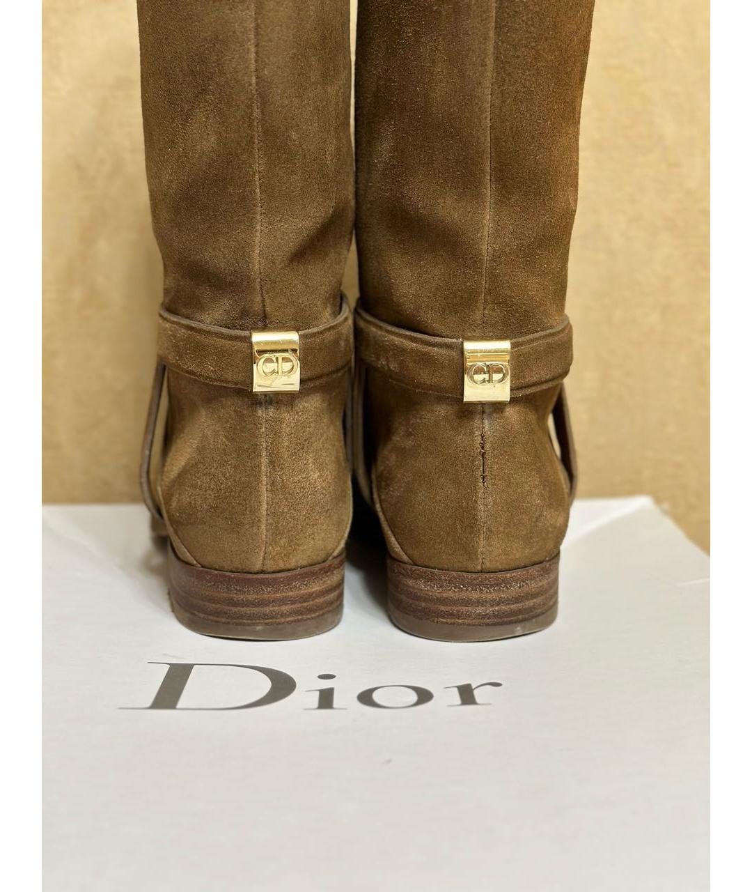 CHRISTIAN DIOR Коричневые замшевые сапоги, фото 4