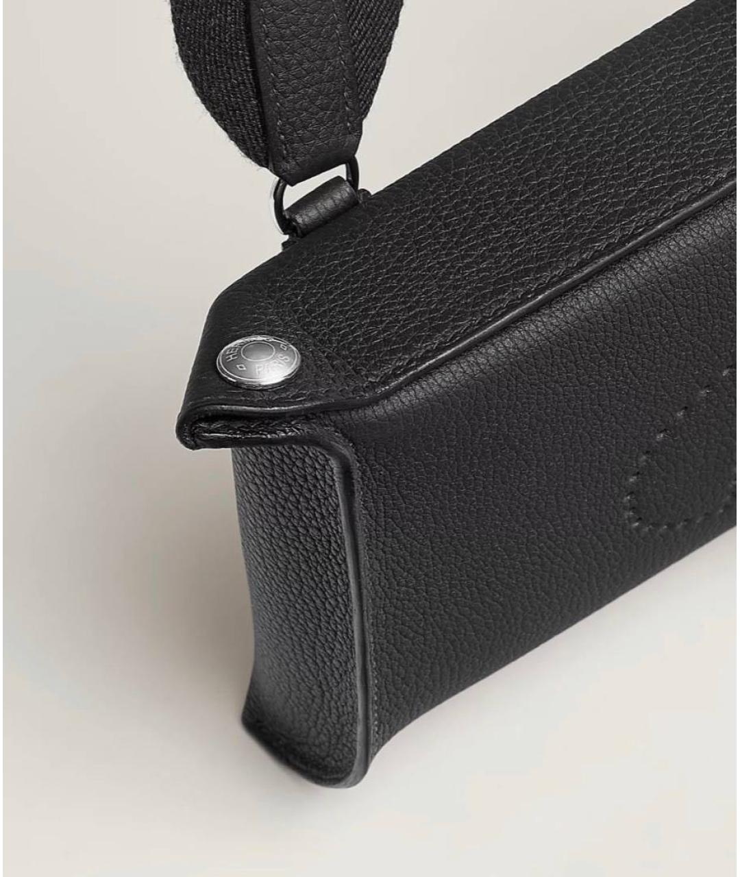 HERMES Черная кожаная сумка на плечо, фото 4