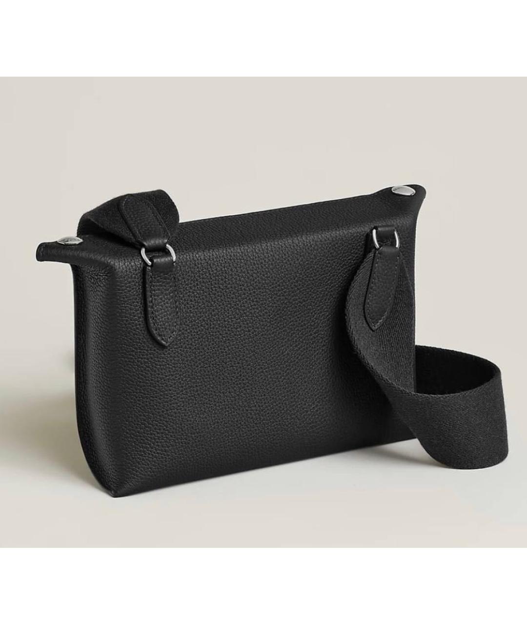 HERMES Черная кожаная сумка на плечо, фото 3