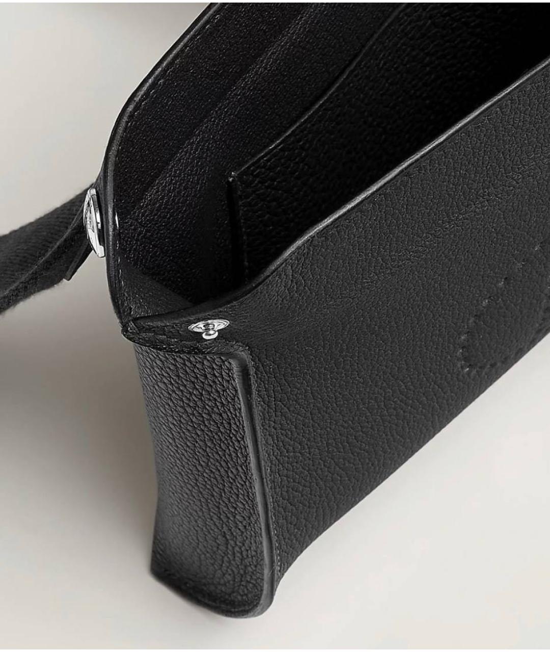 HERMES Черная кожаная сумка на плечо, фото 5