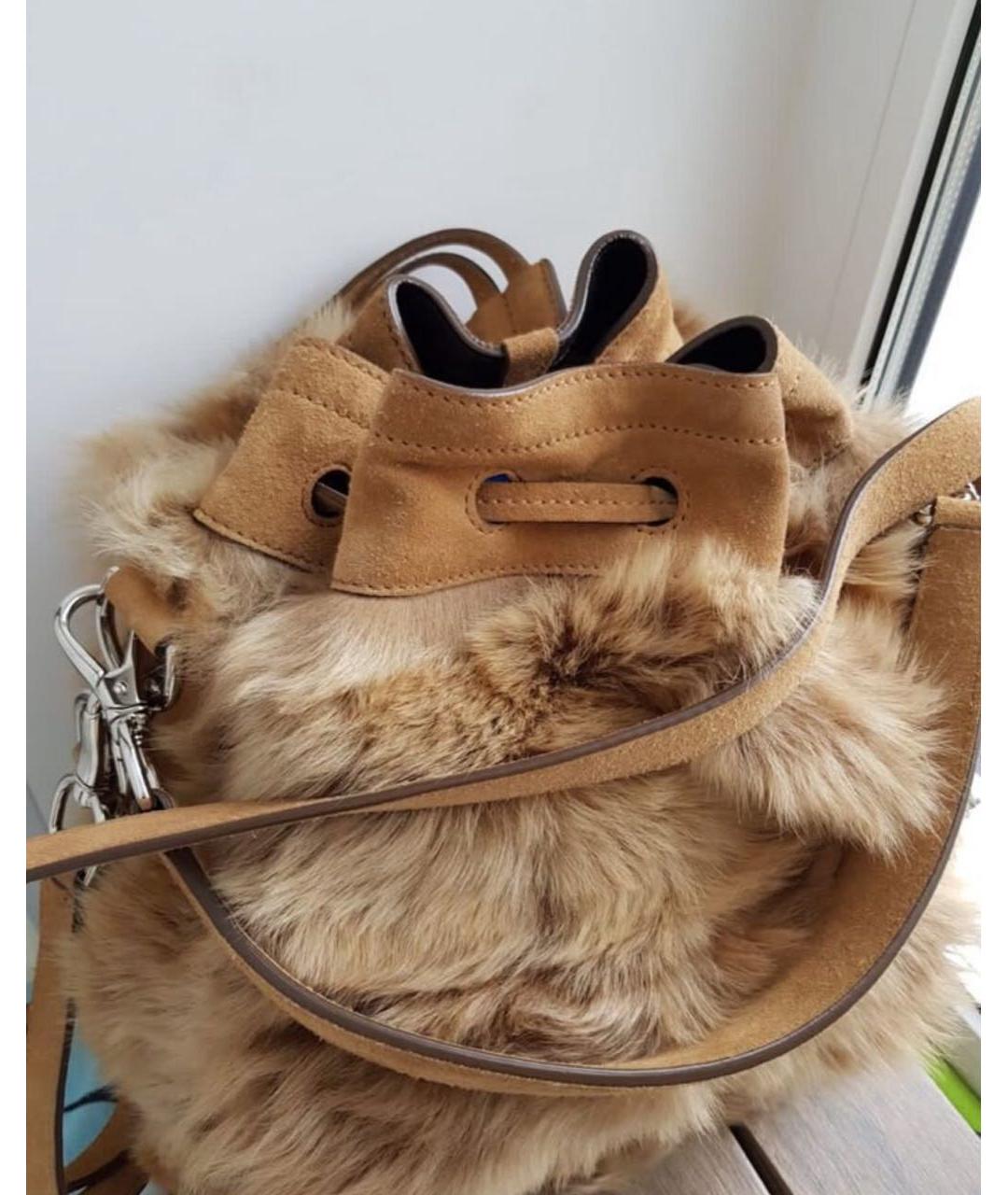 RALPH LAUREN Коричневая меховая сумка через плечо, фото 3