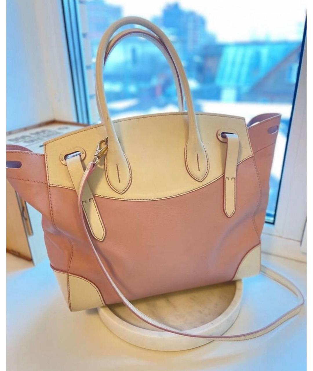 RALPH LAUREN Розовая кожаная сумка с короткими ручками, фото 3