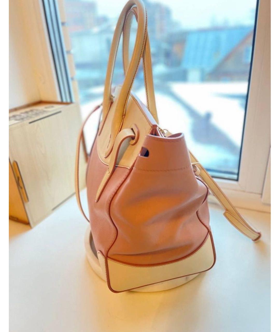 RALPH LAUREN Розовая кожаная сумка с короткими ручками, фото 4