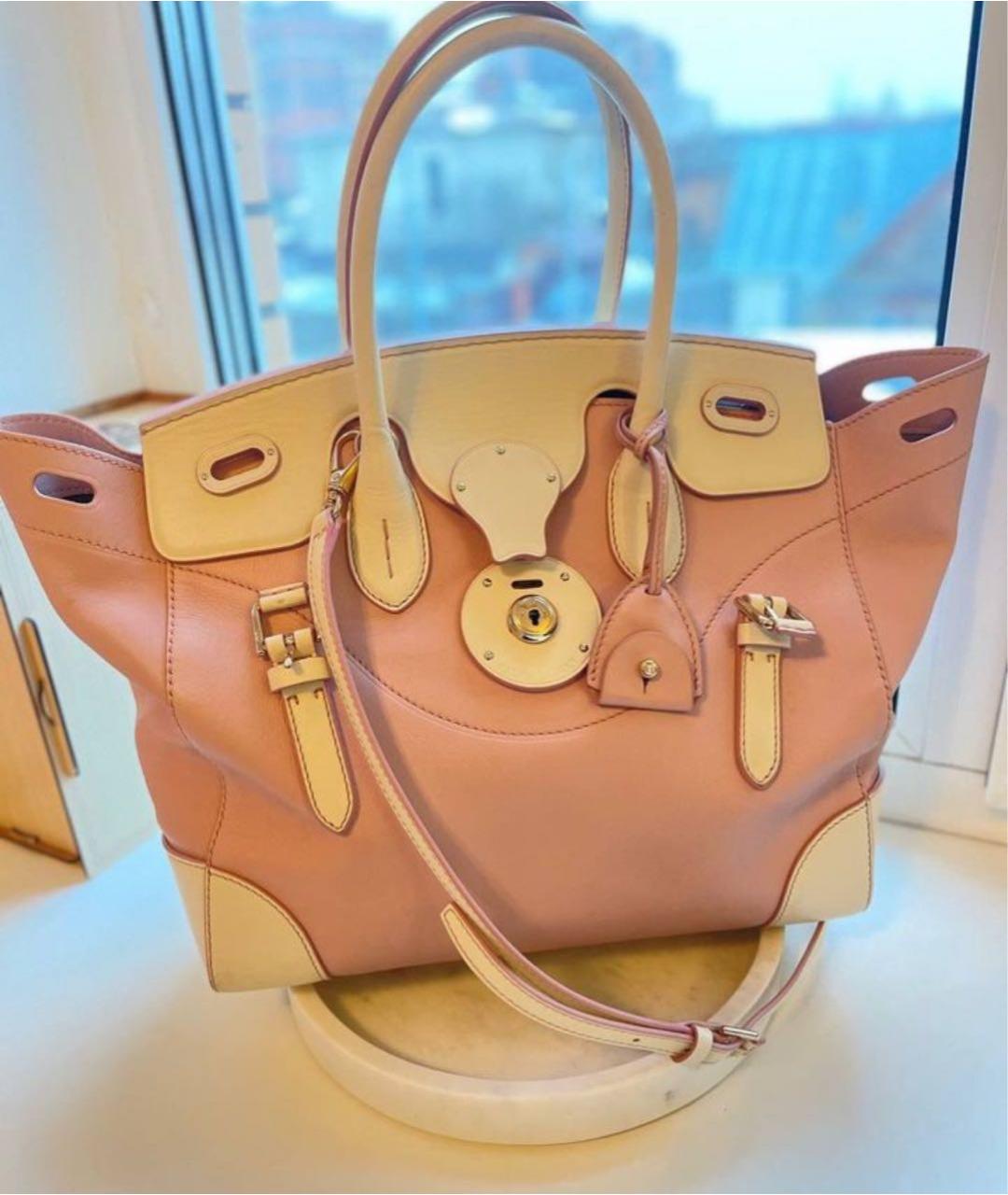 RALPH LAUREN Розовая кожаная сумка с короткими ручками, фото 2