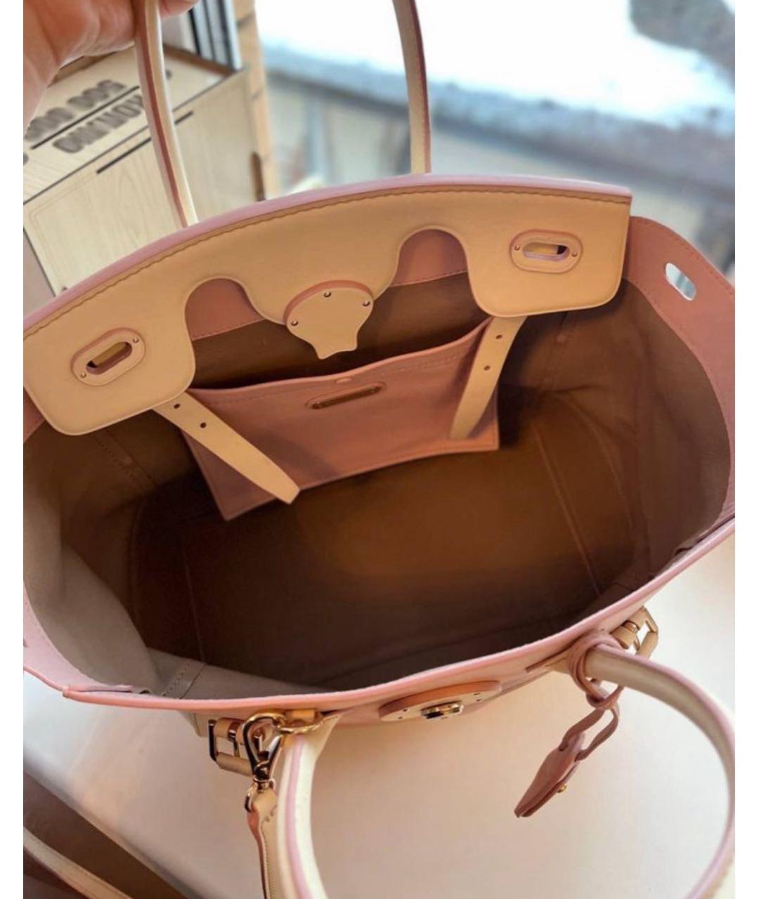 RALPH LAUREN Розовая кожаная сумка с короткими ручками, фото 5