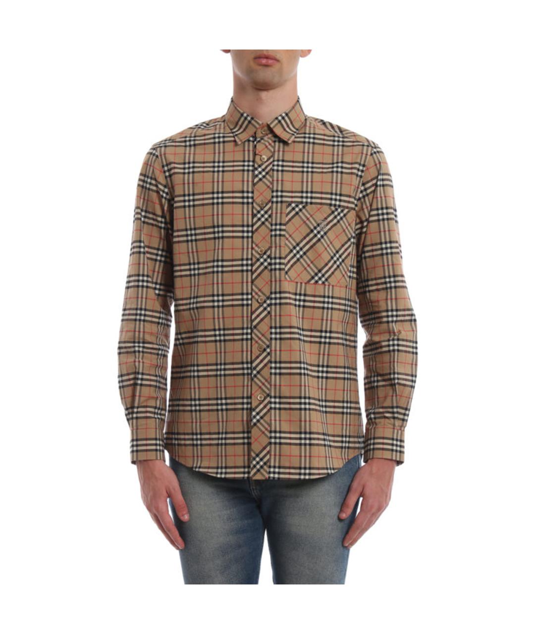 BURBERRY Бежевая хлопковая кэжуал рубашка, фото 2