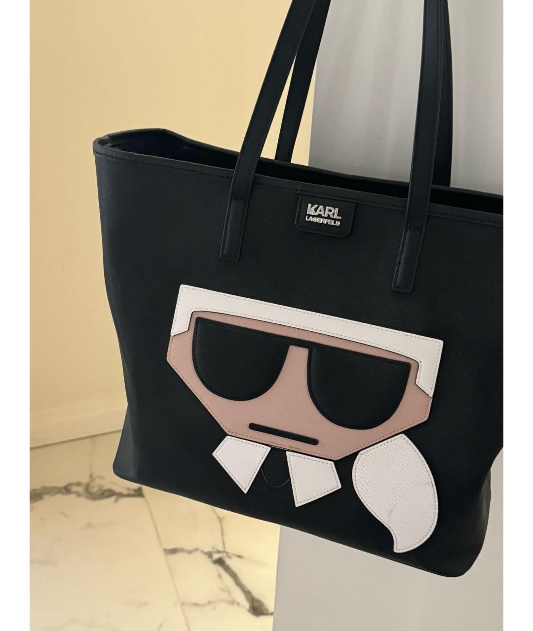 KARL LAGERFELD Черная сумка тоут из искусственной кожи, фото 2