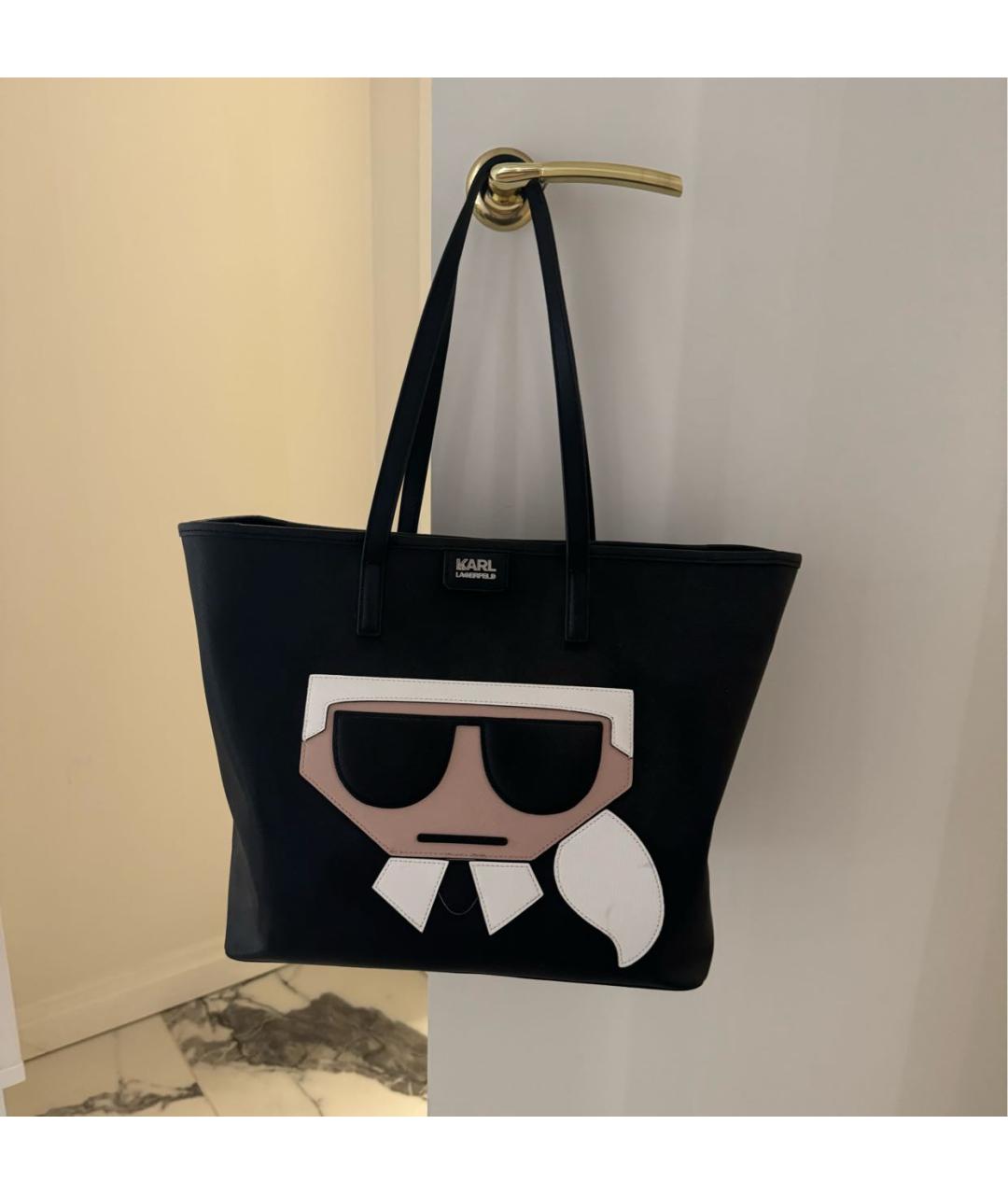 KARL LAGERFELD Черная сумка тоут из искусственной кожи, фото 4