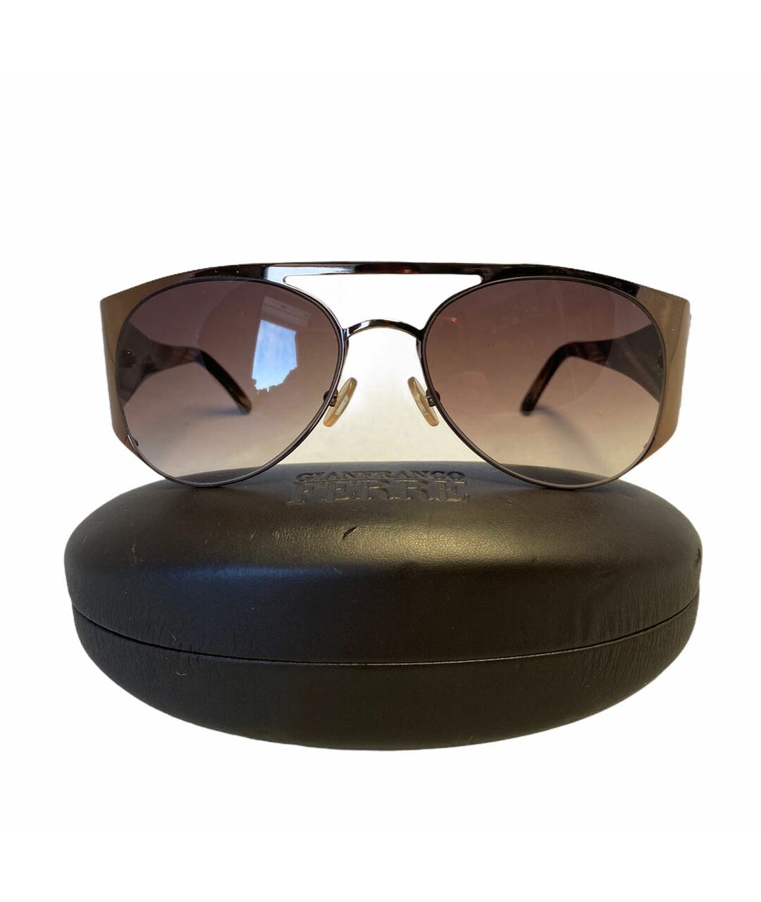 GIANFRANCO FERRE VINTAGE Коричневые металлические солнцезащитные очки, фото 5