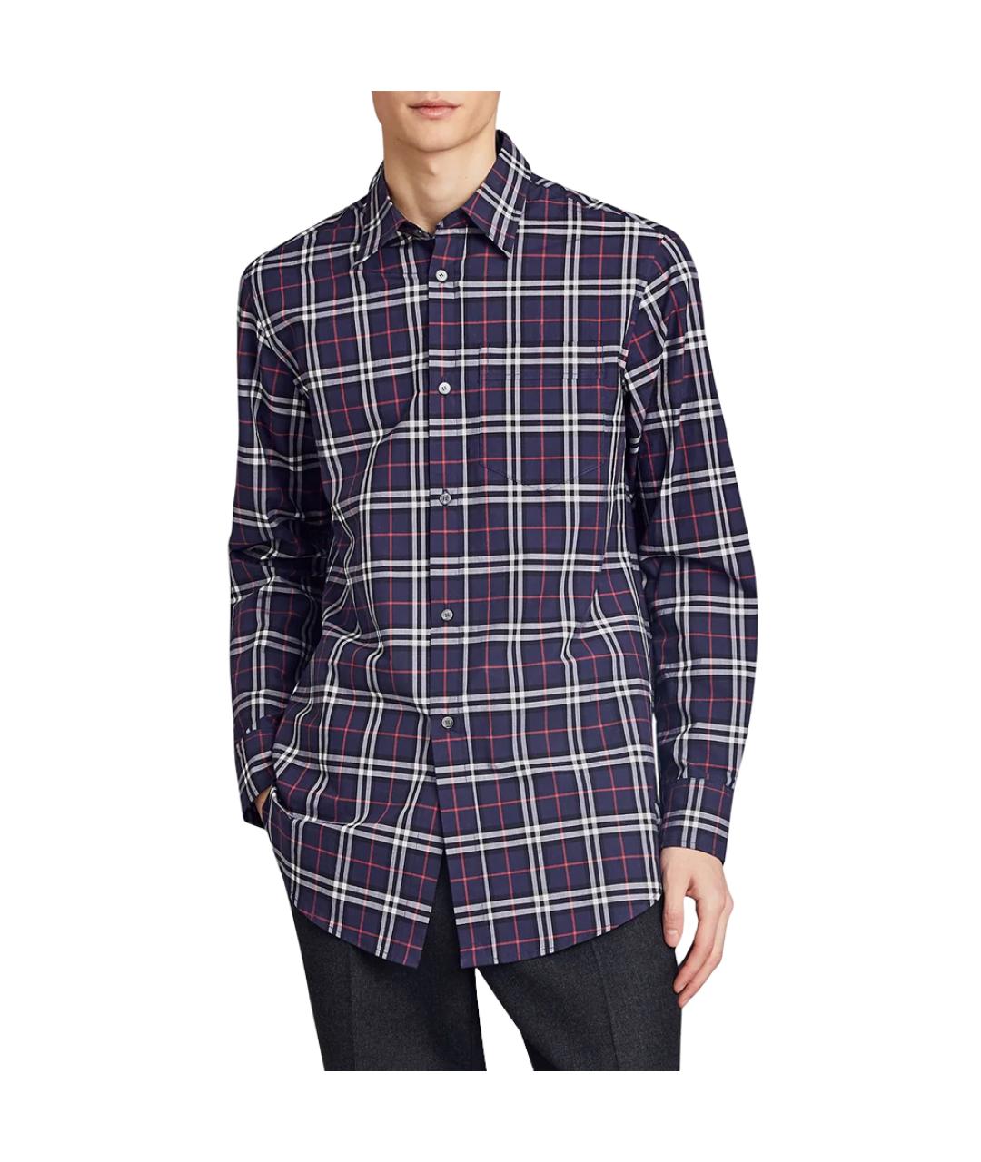 BURBERRY Темно-синяя хлопковая кэжуал рубашка, фото 2