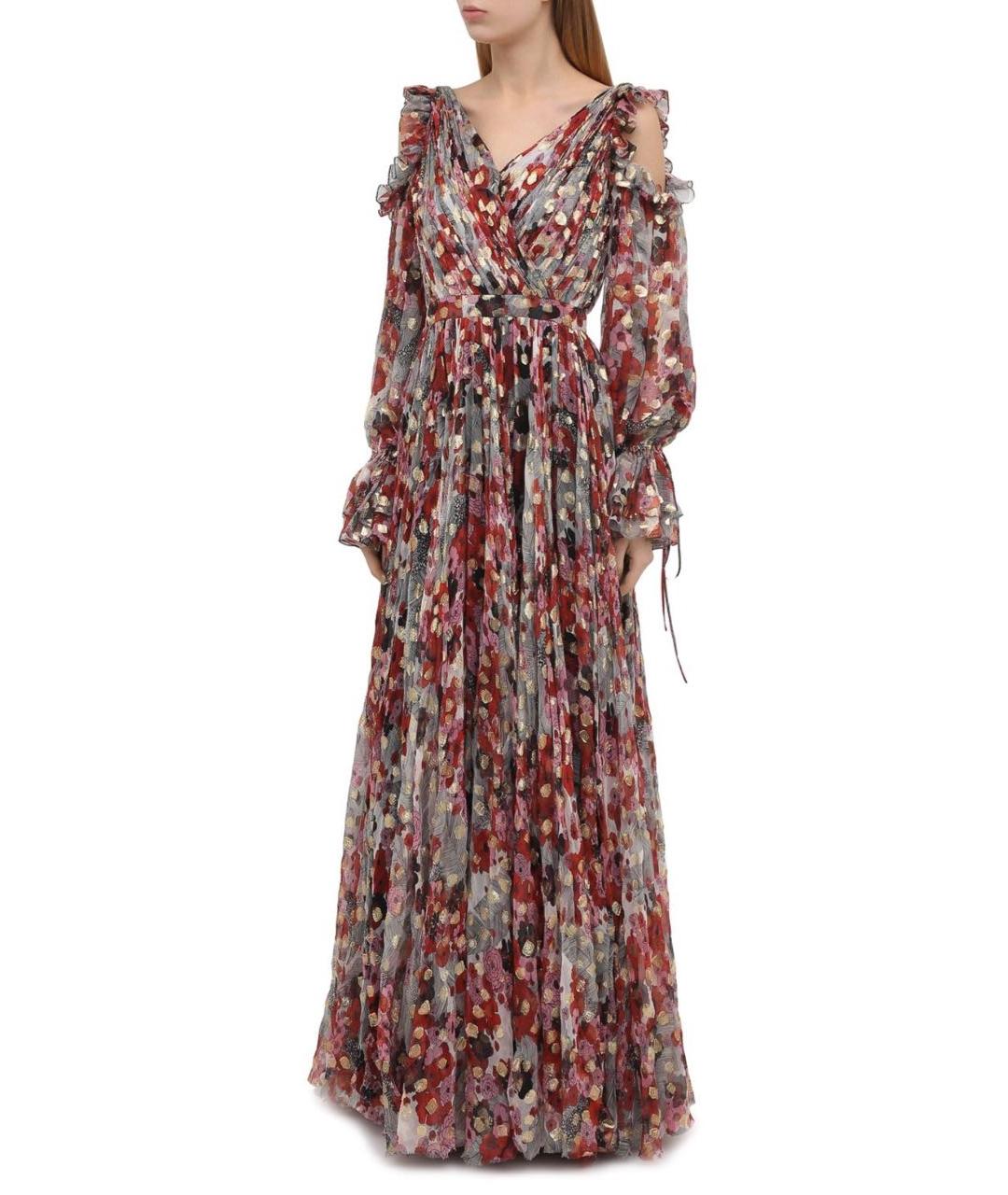 ALEXANDER MCQUEEN Бордовое шелковое вечернее платье, фото 3