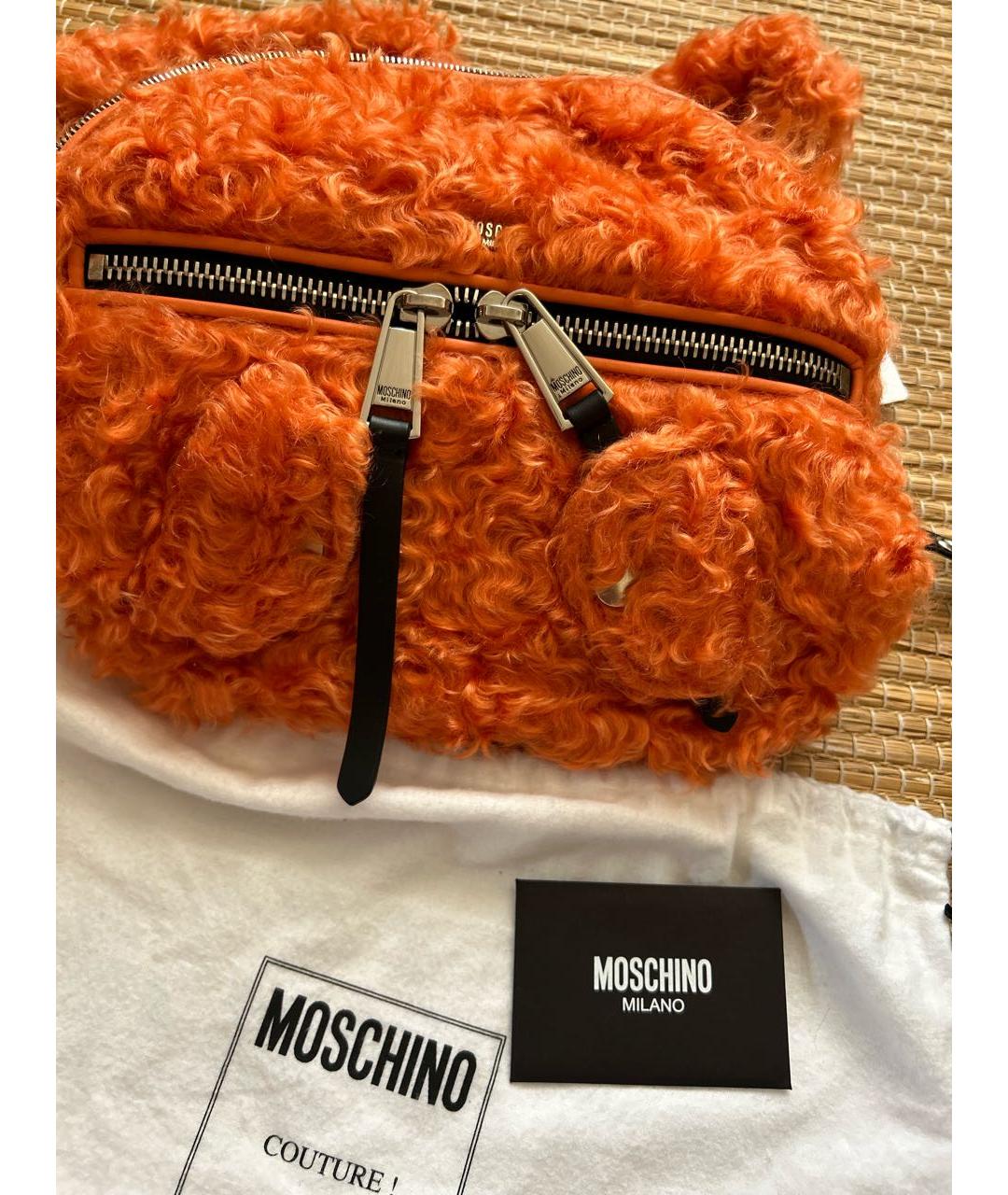 BOUTIQUE MOSCHINO Оранжевый меховой рюкзак, фото 5