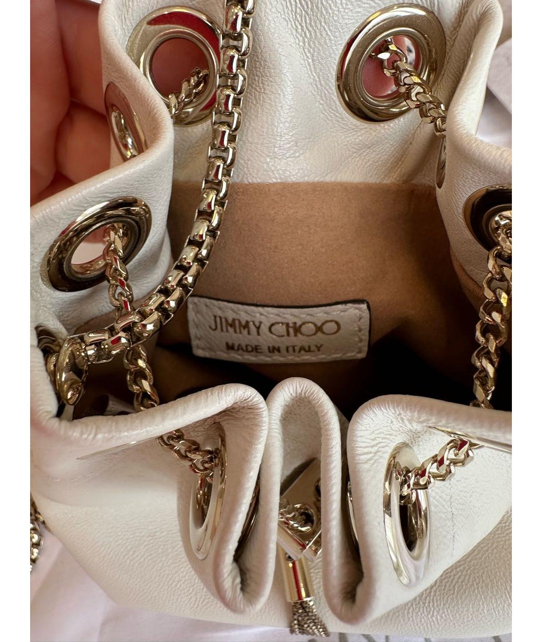 JIMMY CHOO Белая кожаная сумка с короткими ручками, фото 4