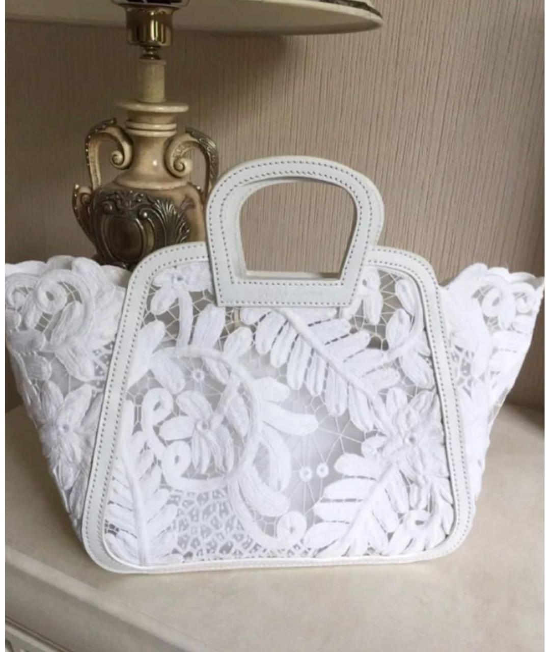 RALPH LAUREN Белая плетеная сумка с короткими ручками, фото 2