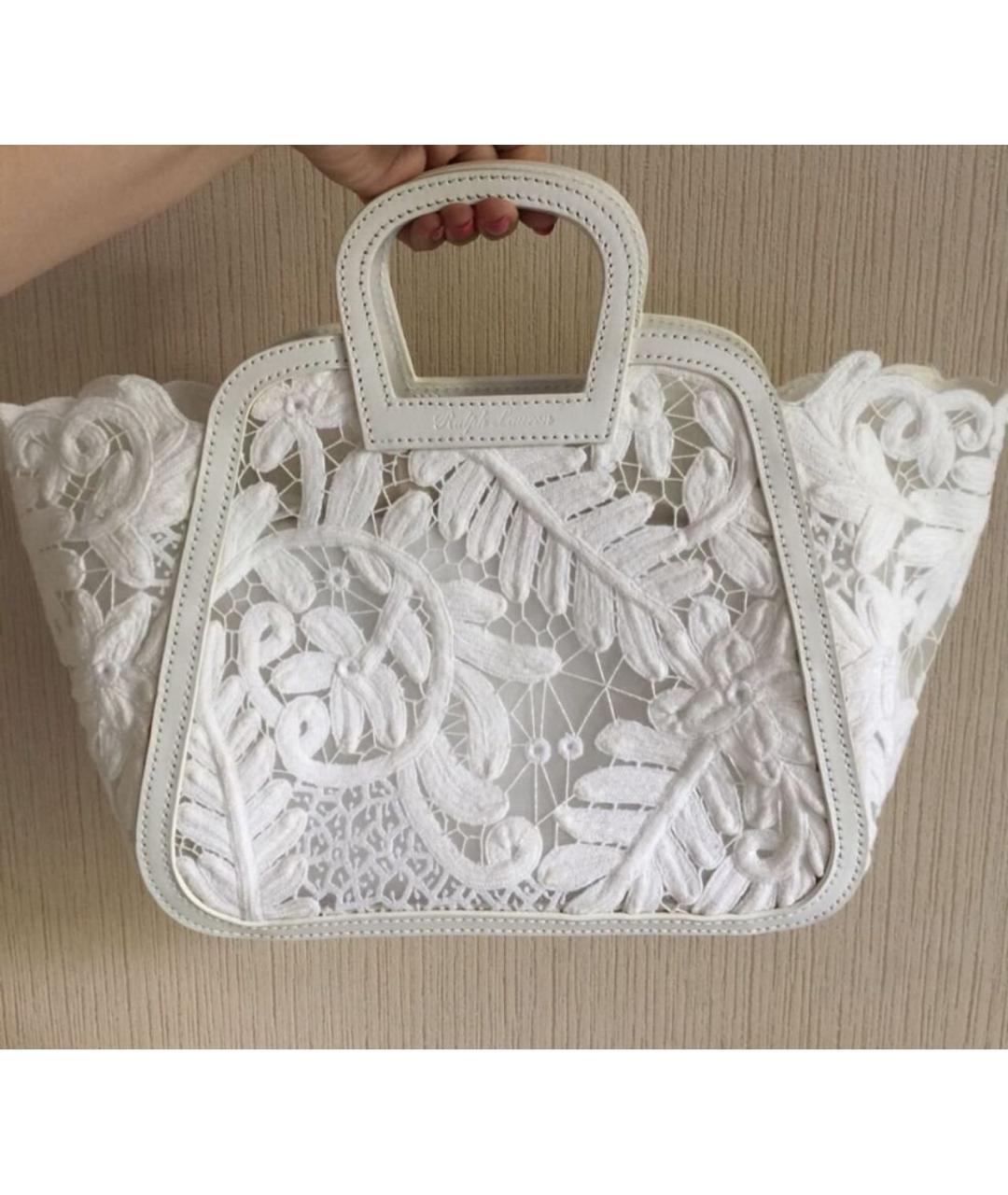 RALPH LAUREN Белая плетеная сумка с короткими ручками, фото 3