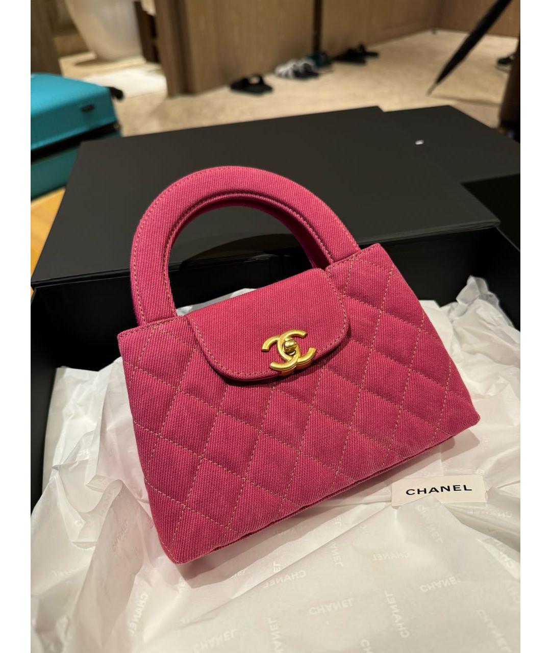 CHANEL Розовая деним сумка с короткими ручками, фото 2