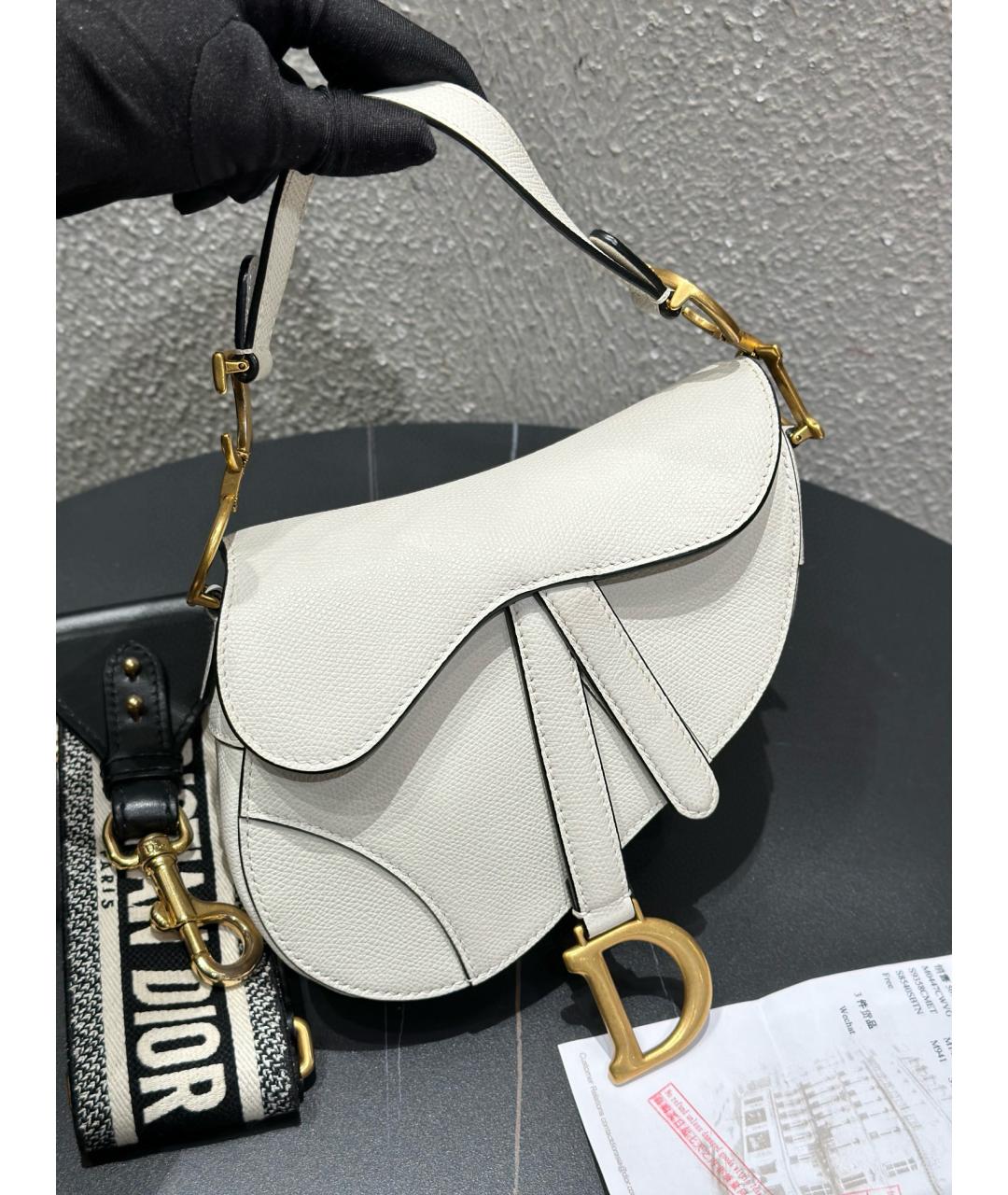 CHRISTIAN DIOR Белая кожаная сумка через плечо, фото 2
