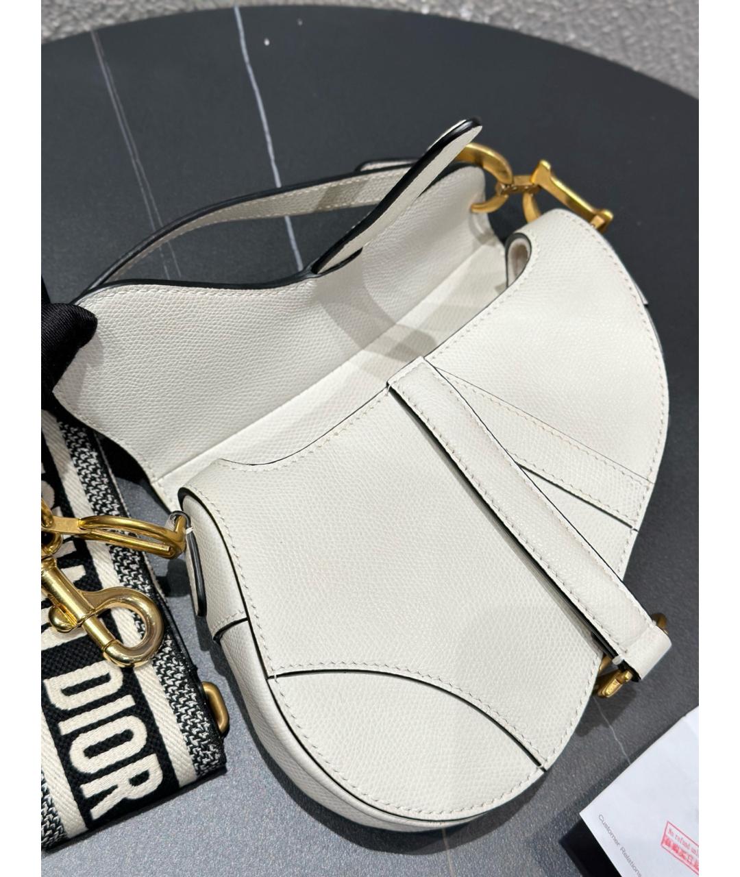 CHRISTIAN DIOR Белая кожаная сумка через плечо, фото 8