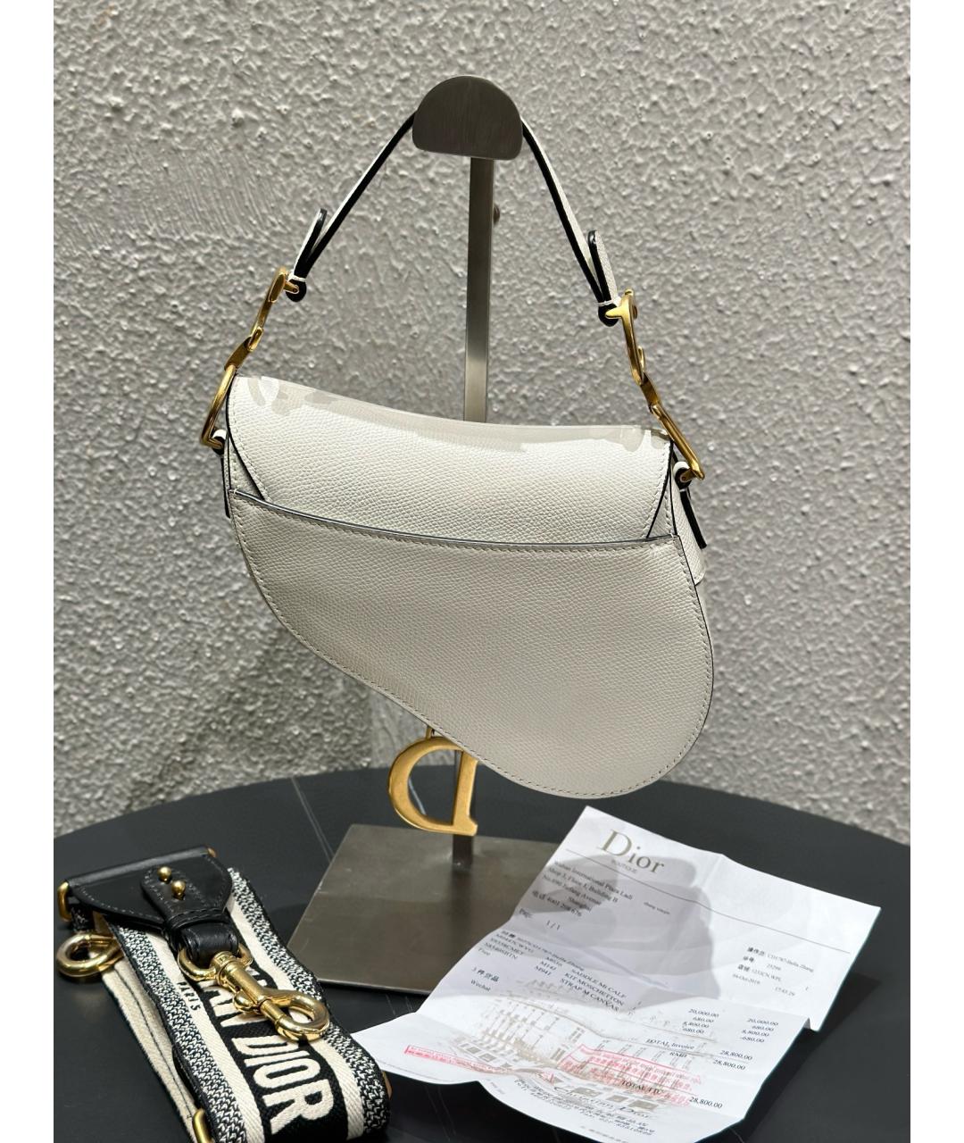 CHRISTIAN DIOR Белая кожаная сумка через плечо, фото 5
