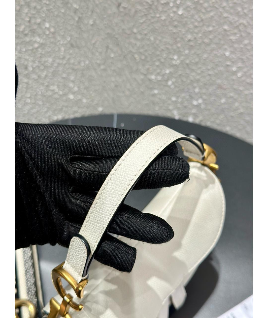 CHRISTIAN DIOR Белая кожаная сумка через плечо, фото 9