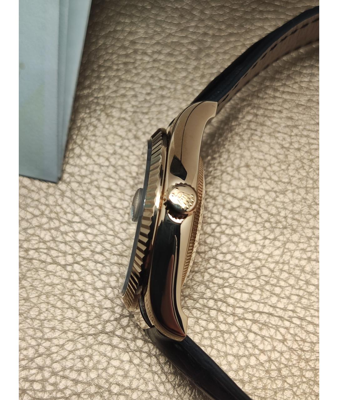 ROLEX Черные часы из желтого золота, фото 7