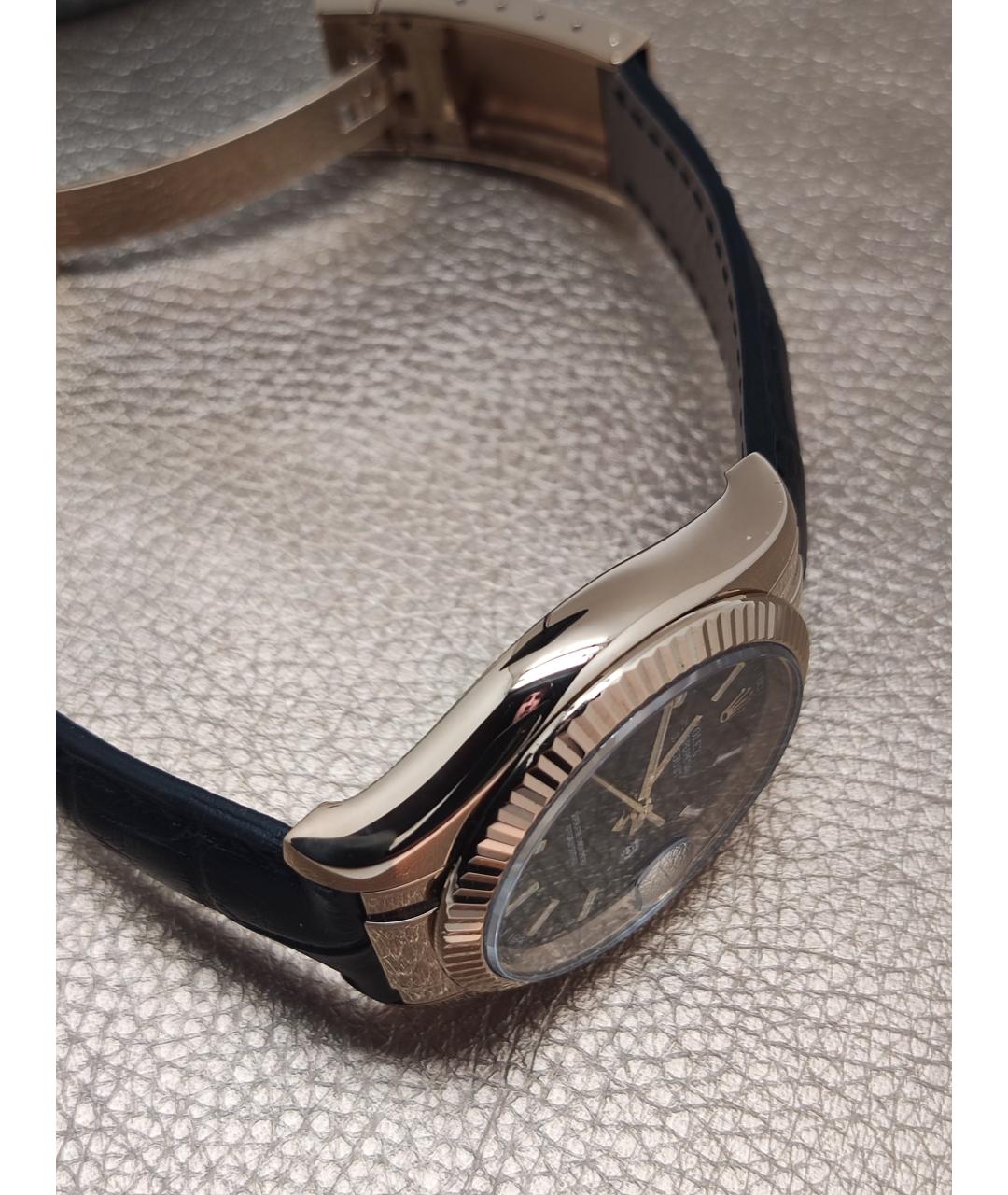 ROLEX Черные часы из желтого золота, фото 6