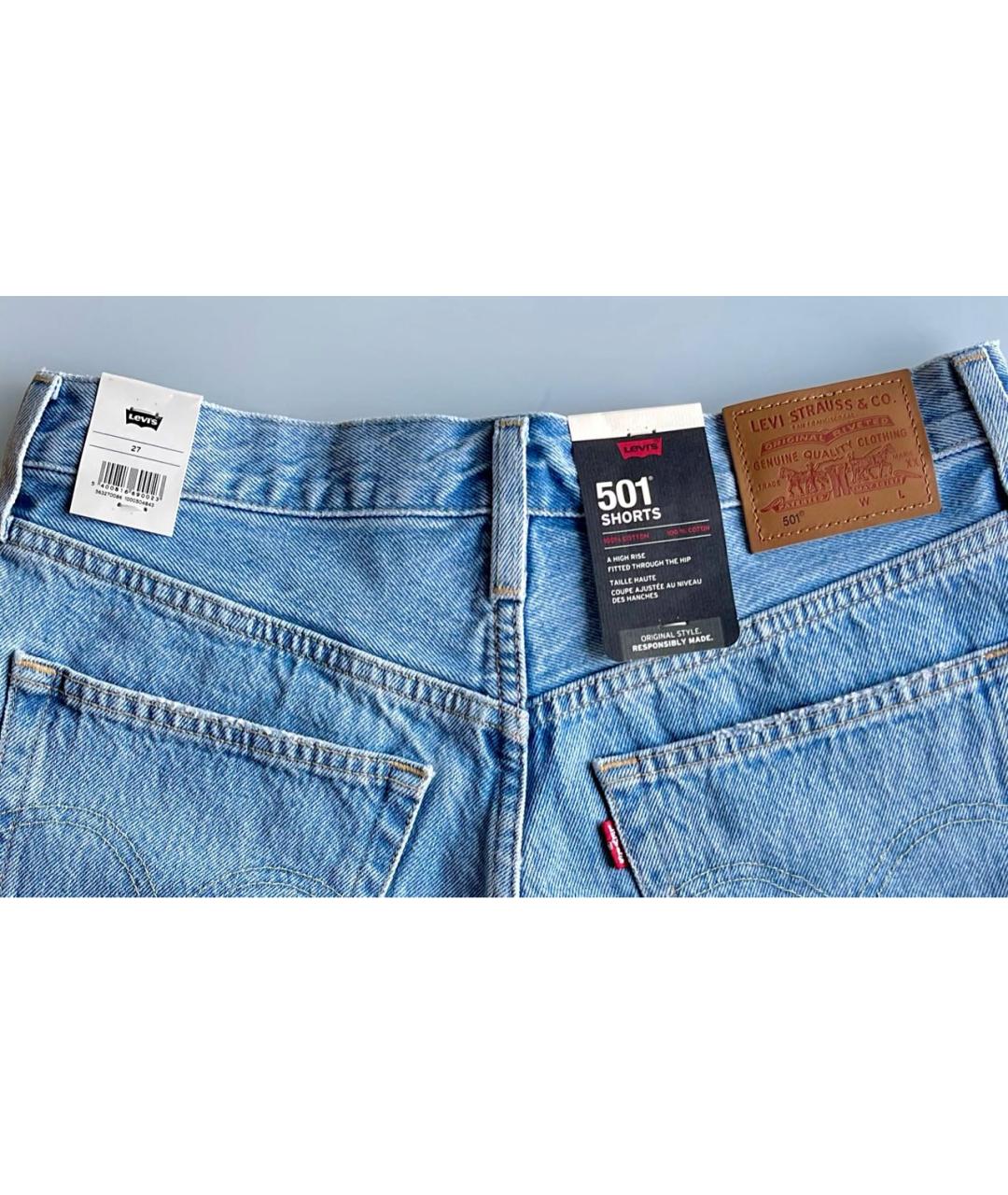 LEVI'S Голубые деним шорты, фото 3