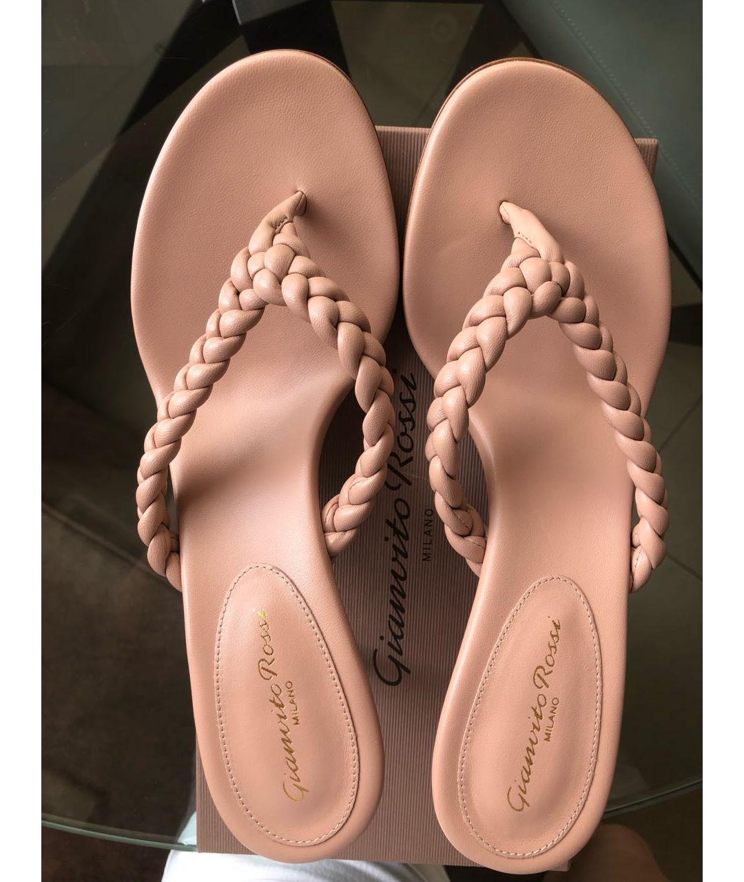 GIANVITO ROSSI Бежевые кожаные босоножки, фото 4