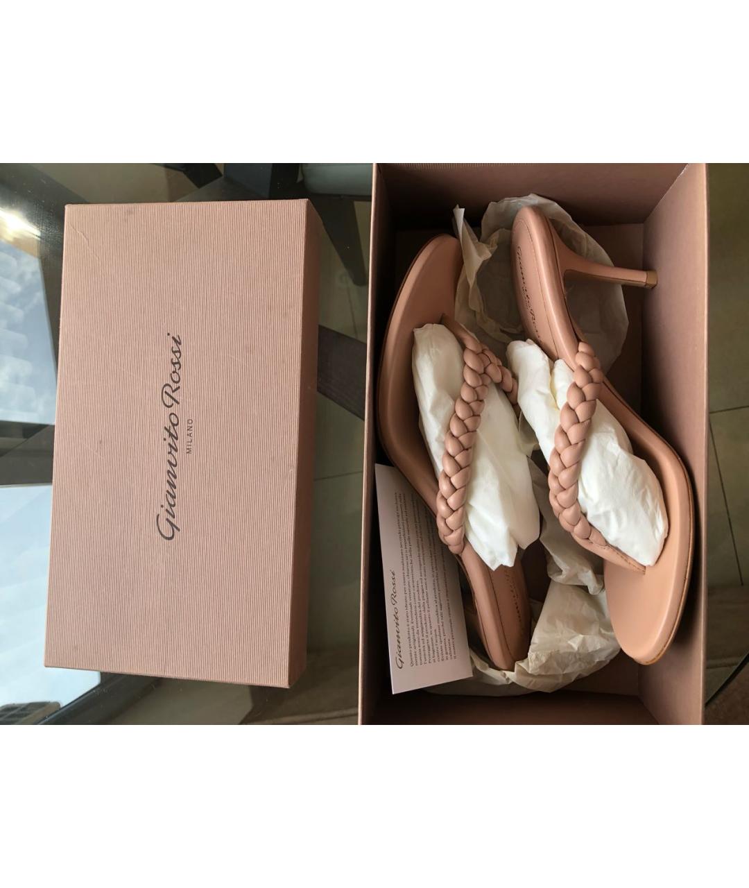 GIANVITO ROSSI Бежевые кожаные босоножки, фото 2
