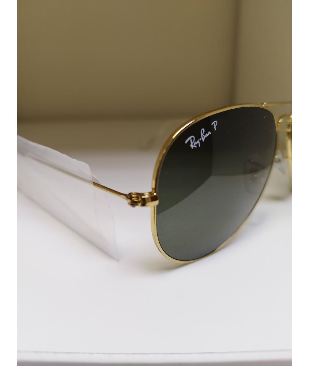 RAY BAN Золотые металлические солнцезащитные очки, фото 2