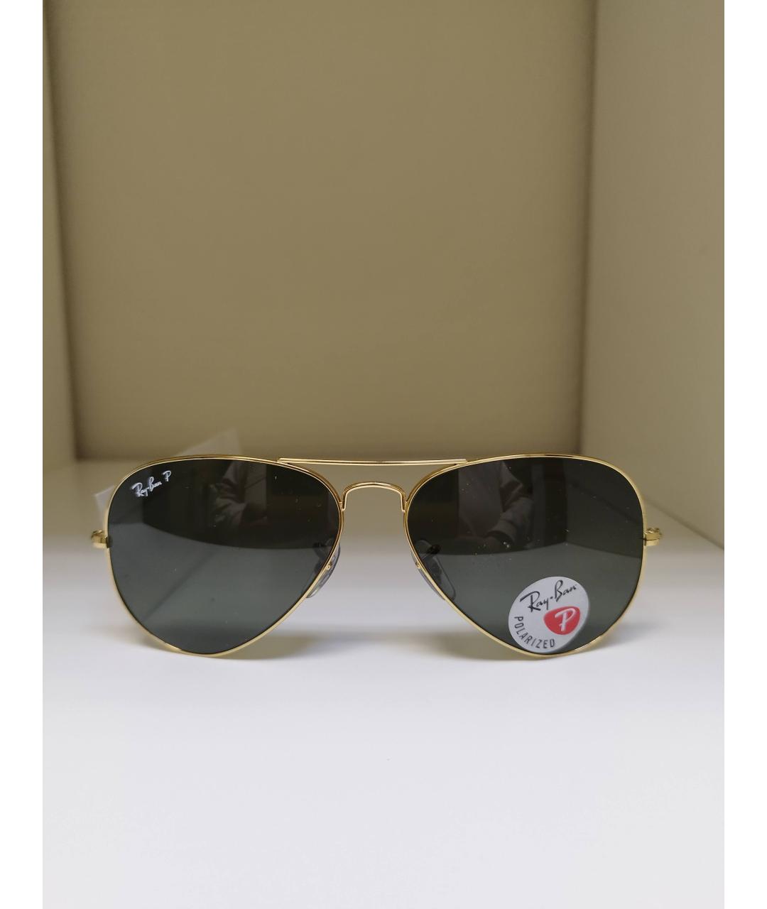 RAY BAN Золотые металлические солнцезащитные очки, фото 8