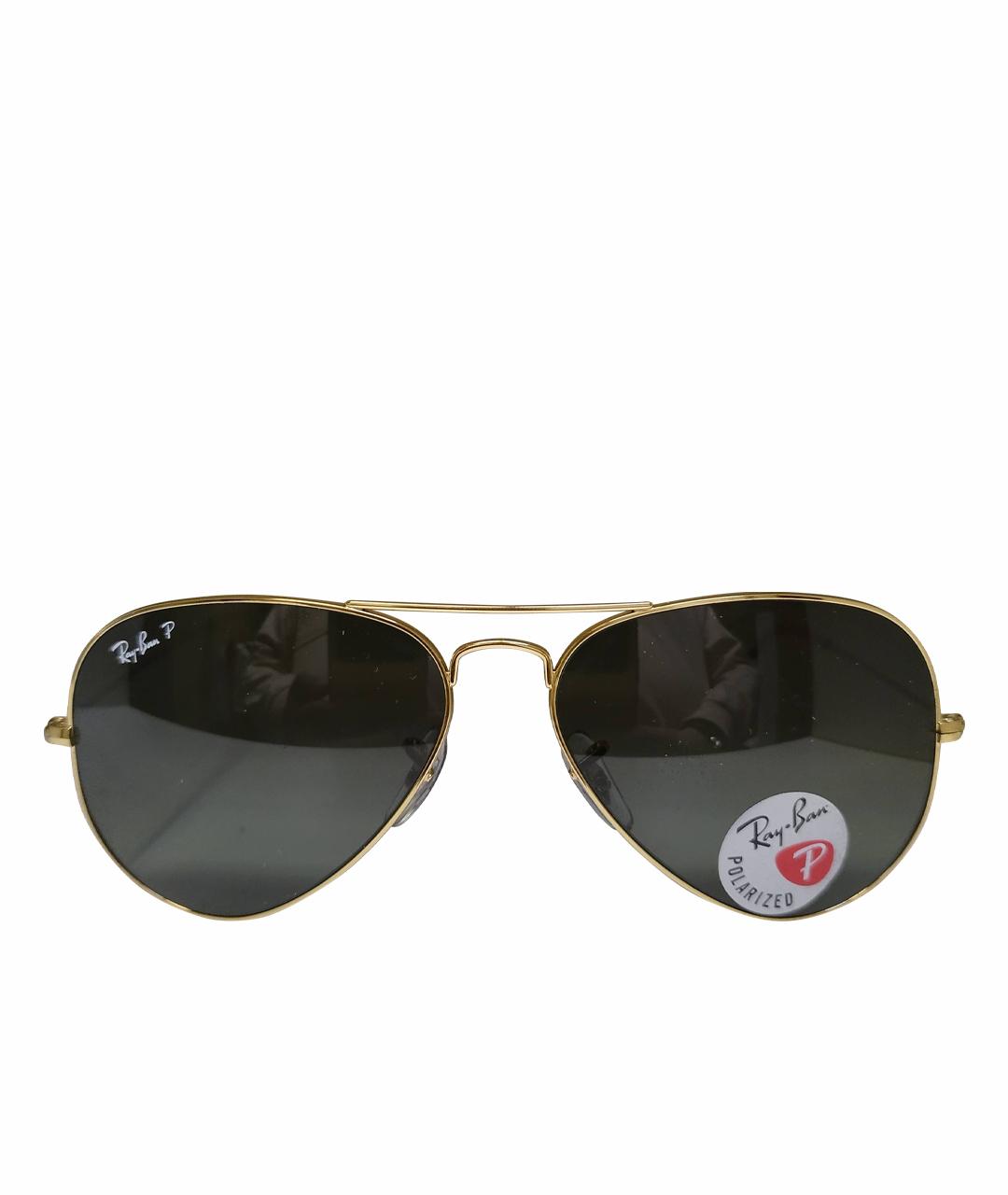 RAY BAN Золотые металлические солнцезащитные очки, фото 1