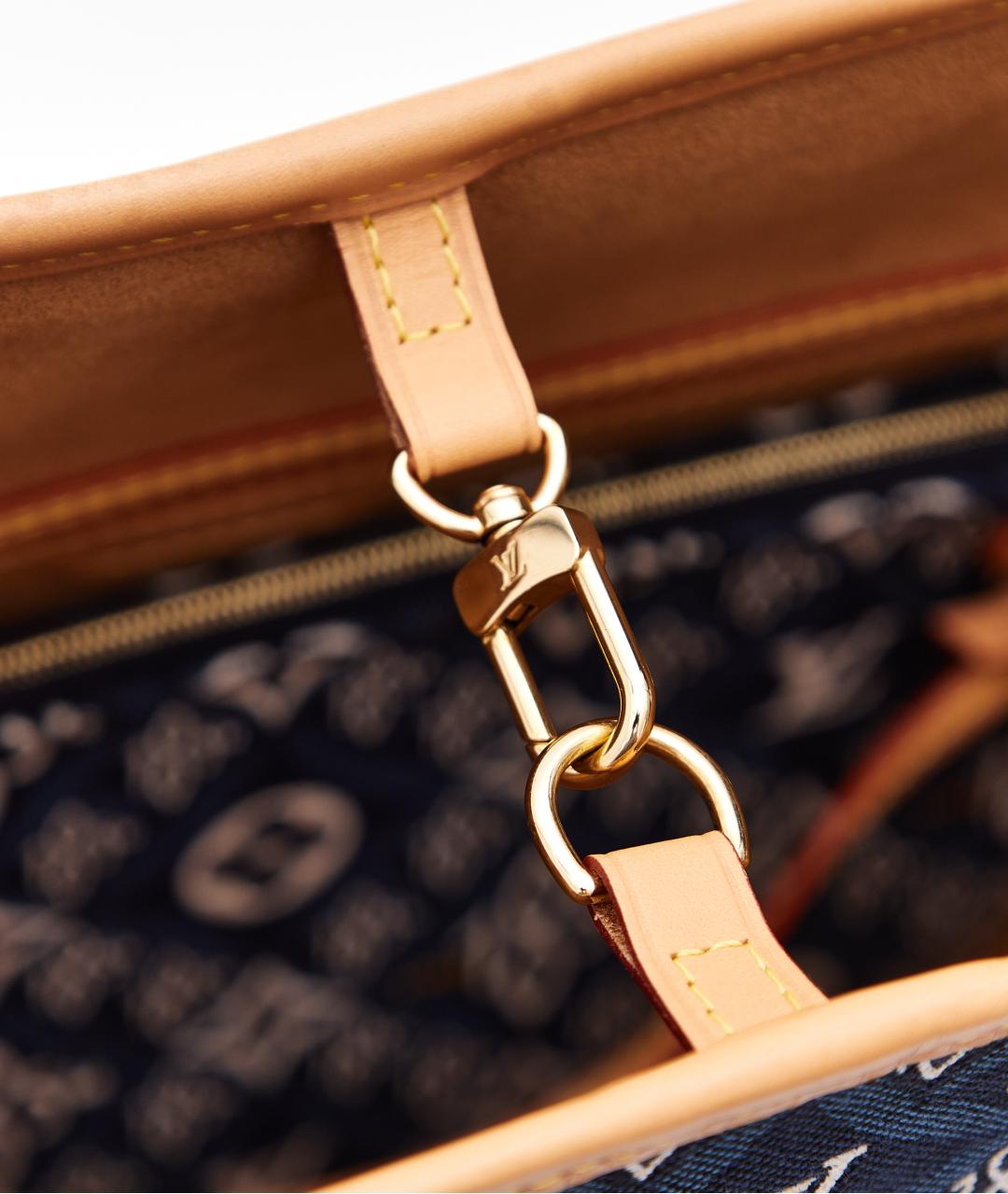 LOUIS VUITTON Синяя тканевая сумка тоут, фото 6