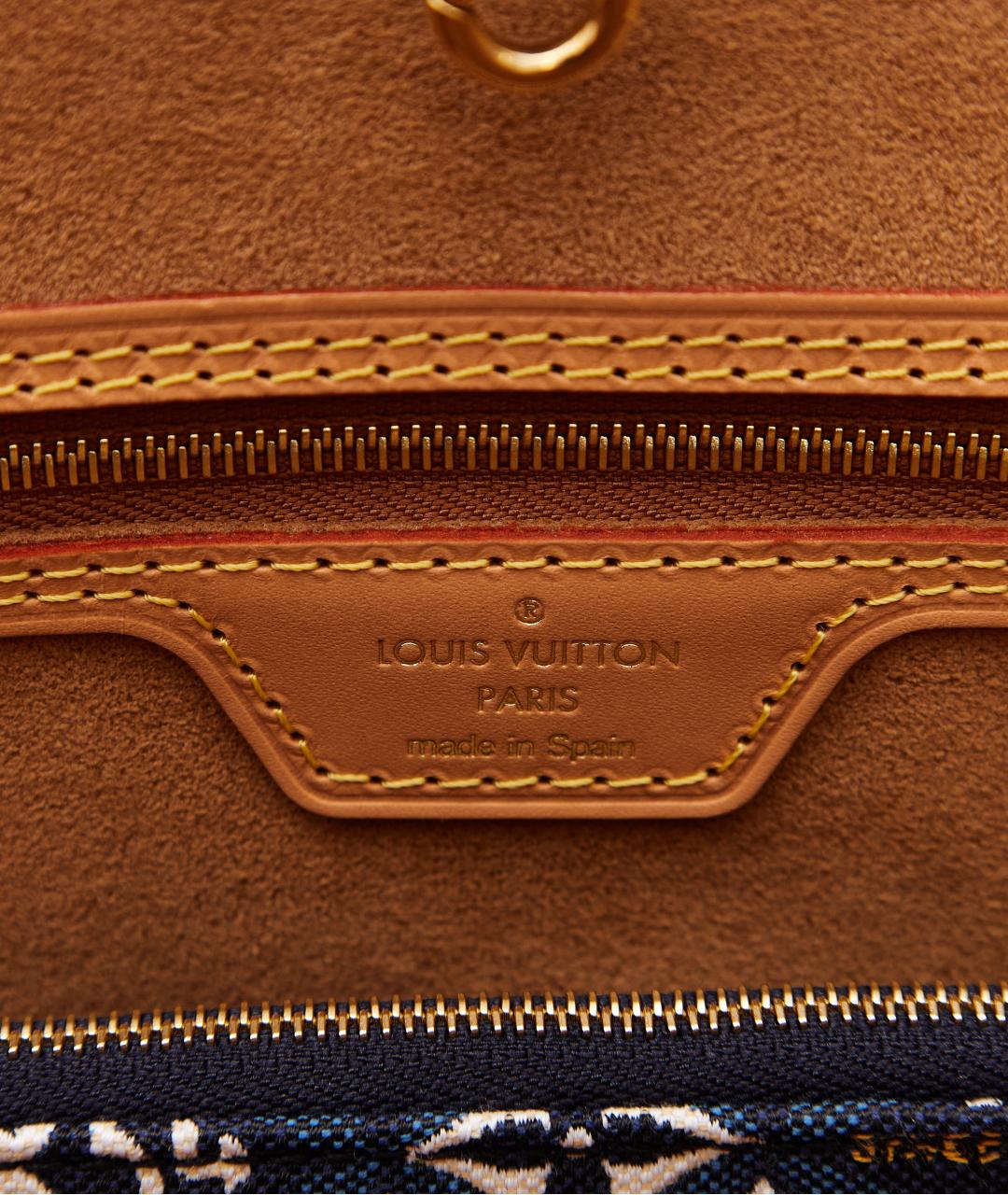 LOUIS VUITTON Синяя тканевая сумка тоут, фото 8