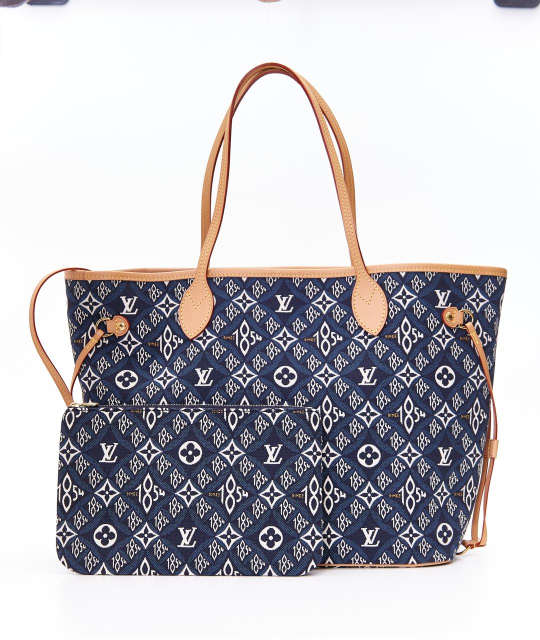 LOUIS VUITTON Синяя тканевая сумка тоут, фото 9