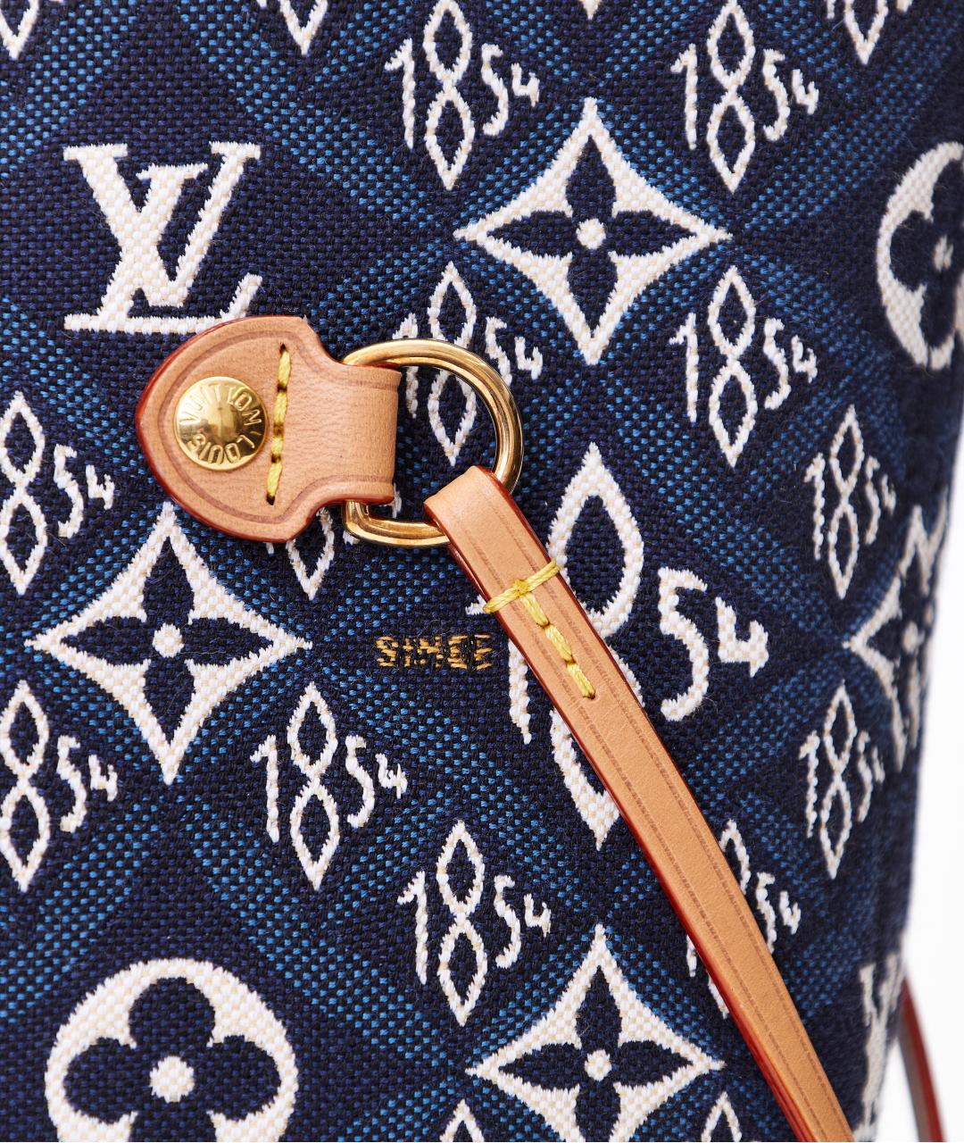 LOUIS VUITTON Синяя тканевая сумка тоут, фото 4