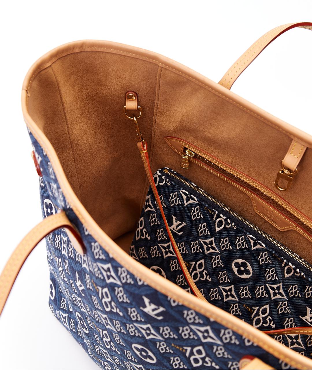 LOUIS VUITTON Синяя тканевая сумка тоут, фото 7