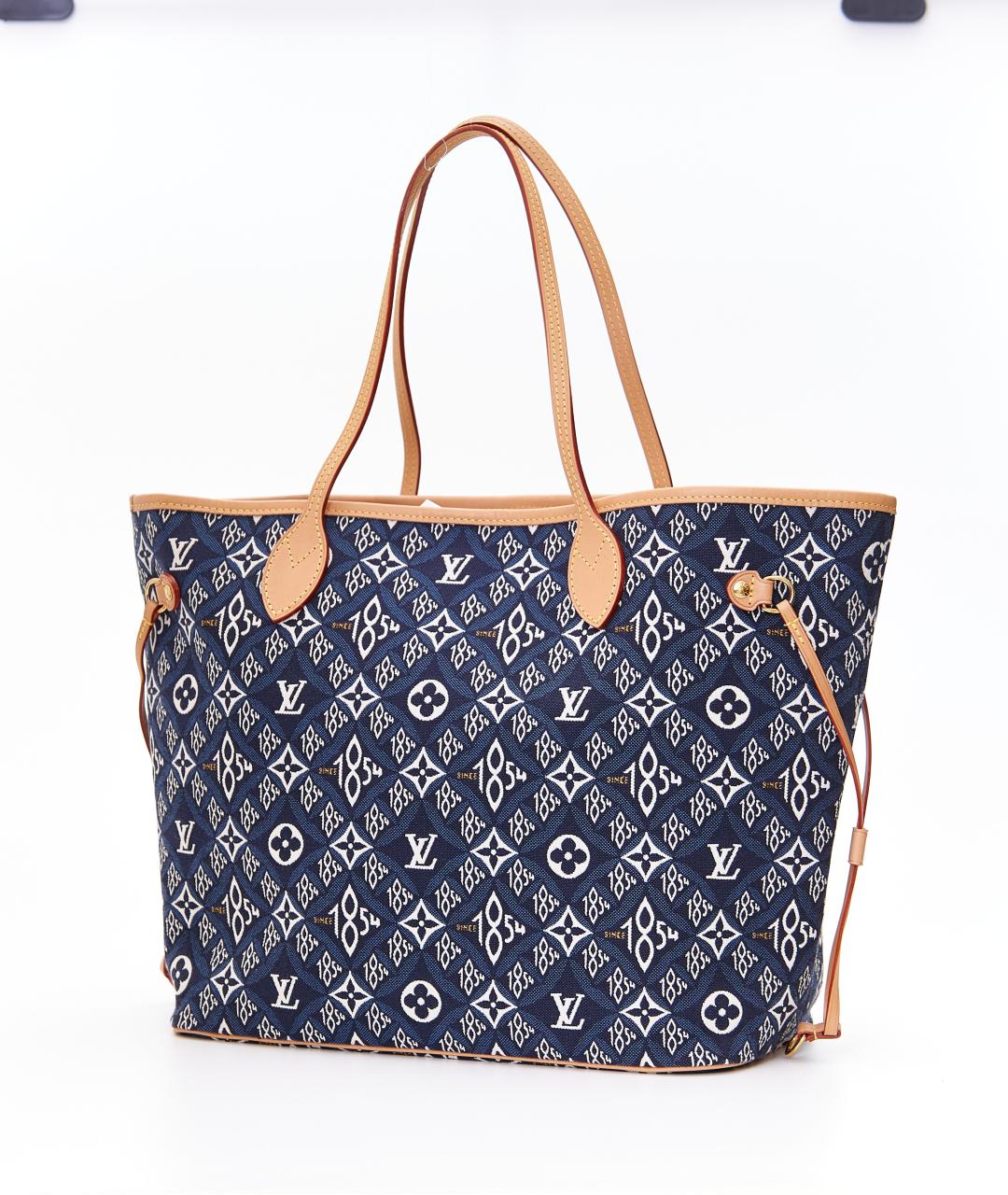 LOUIS VUITTON Синяя тканевая сумка тоут, фото 2