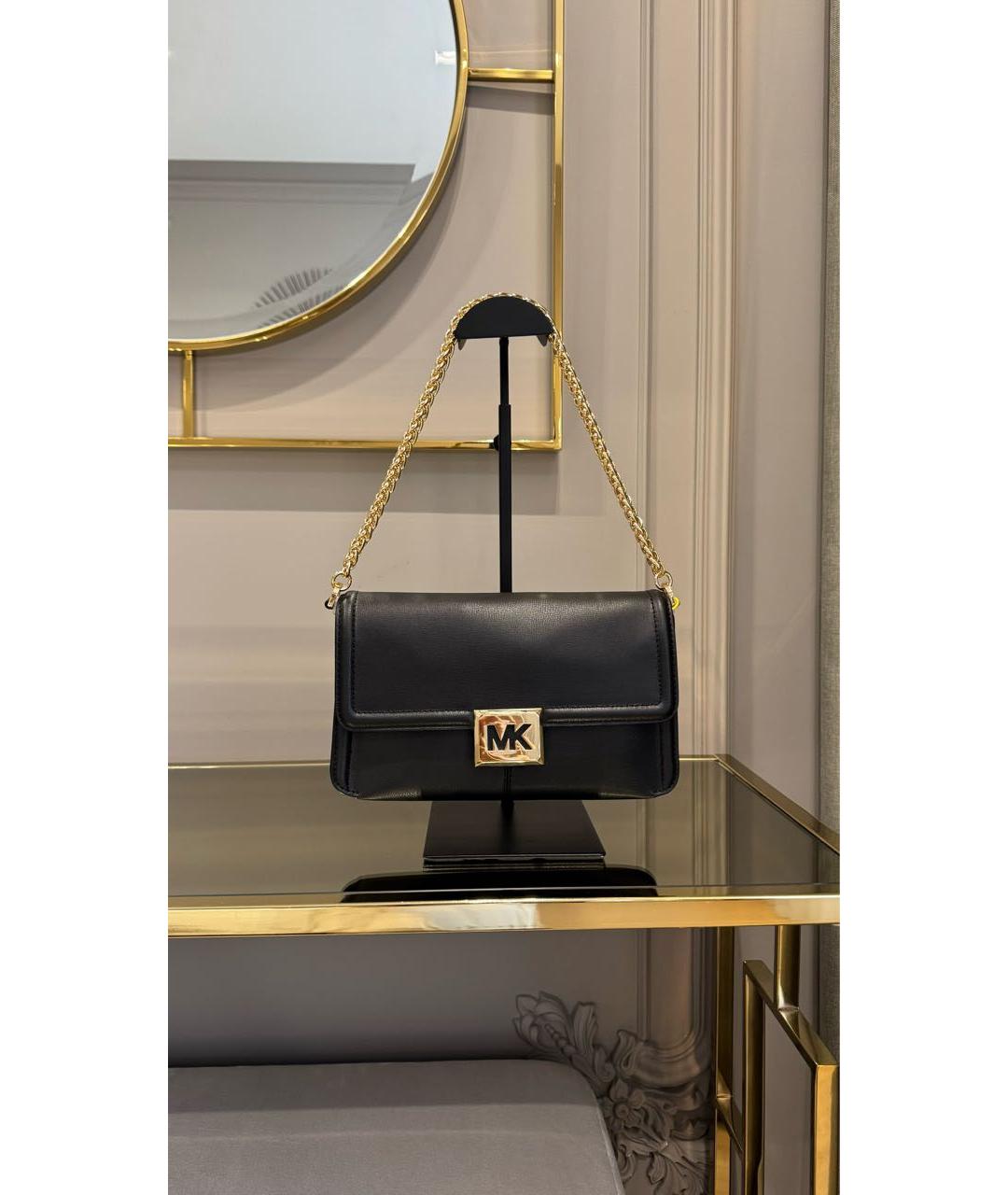 MICHAEL KORS Черная кожаная сумка через плечо, фото 2