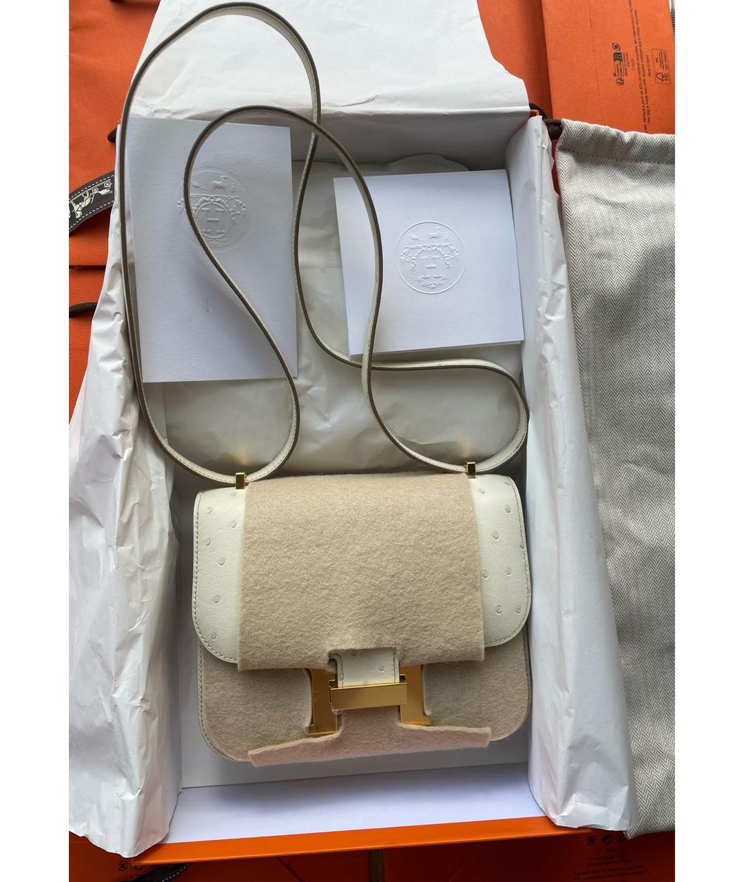 HERMES Бежевая сумка через плечо из экзотической кожи, фото 2
