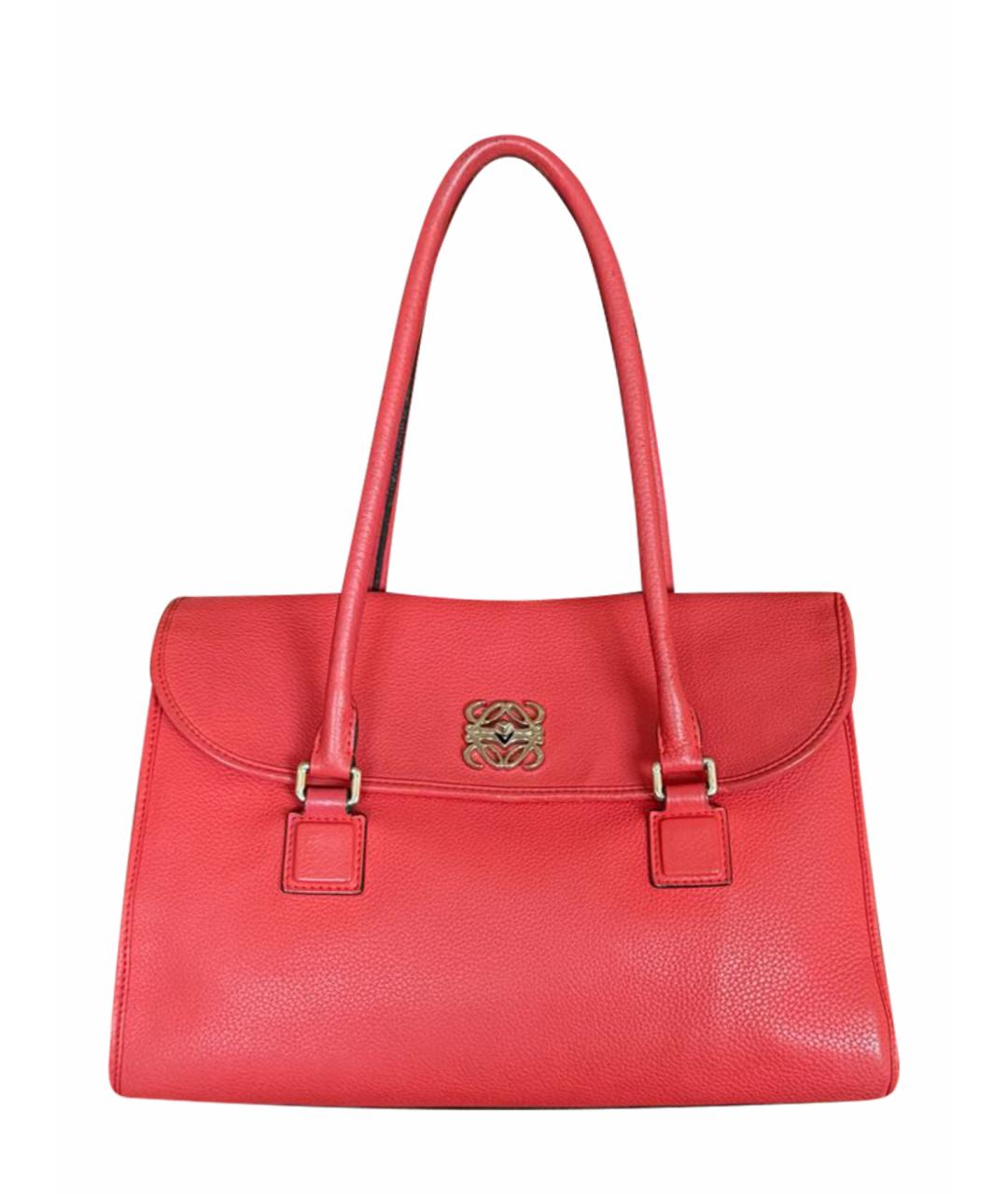 LOEWE Коралловая кожаная сумка с короткими ручками, фото 1