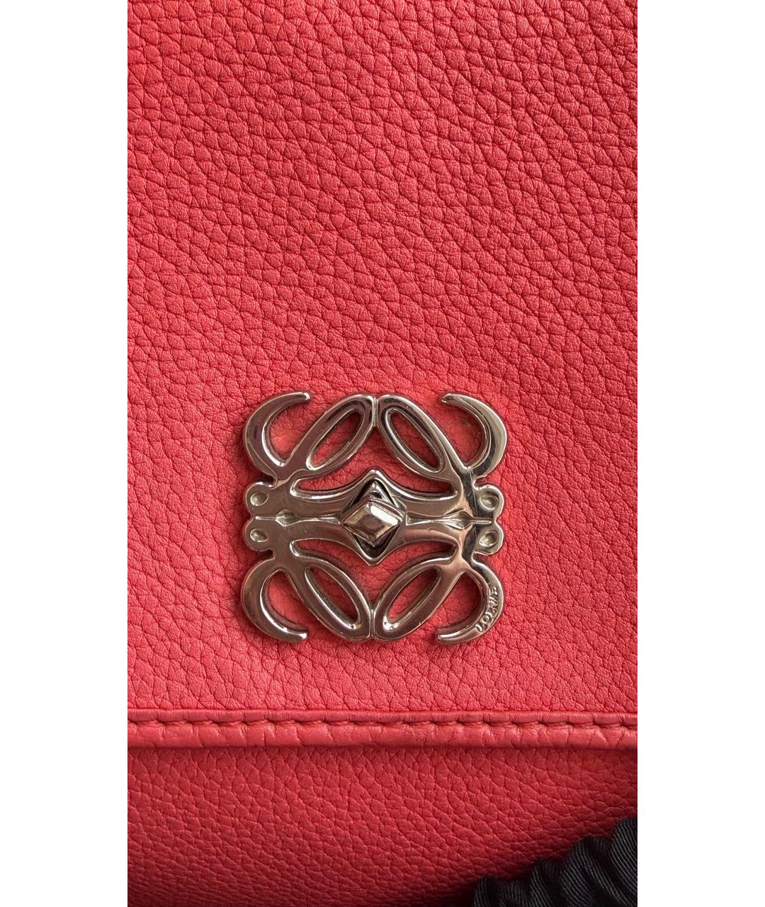 LOEWE Коралловая кожаная сумка с короткими ручками, фото 5