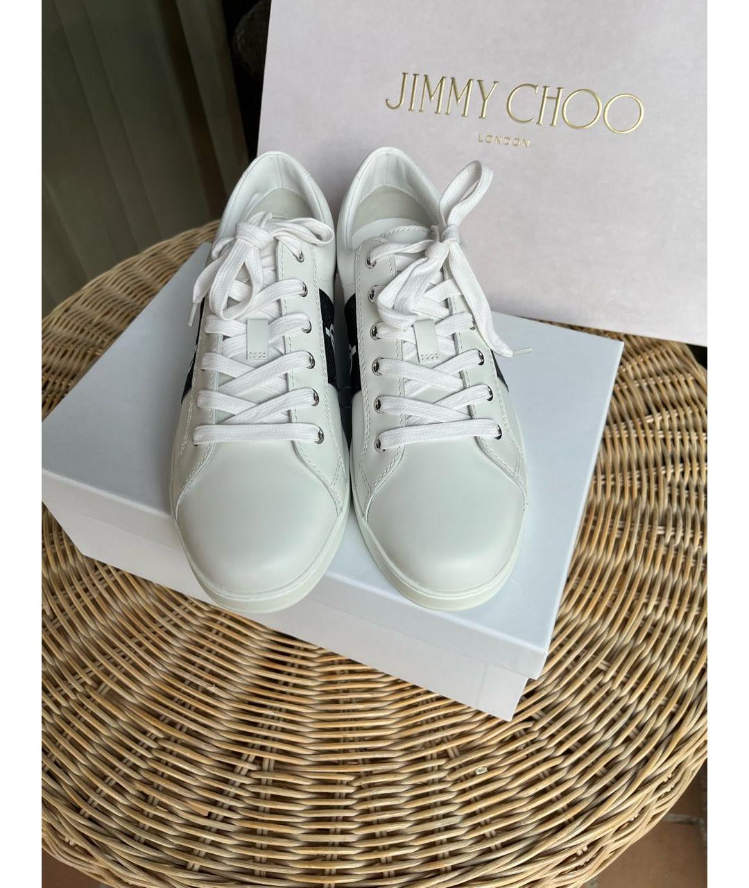 JIMMY CHOO Белые кожаные кеды, фото 2