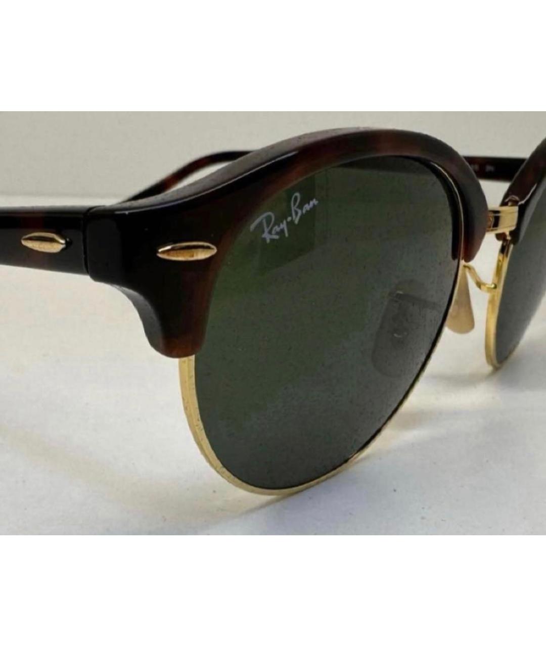 RAY BAN Коричневые металлические солнцезащитные очки, фото 3