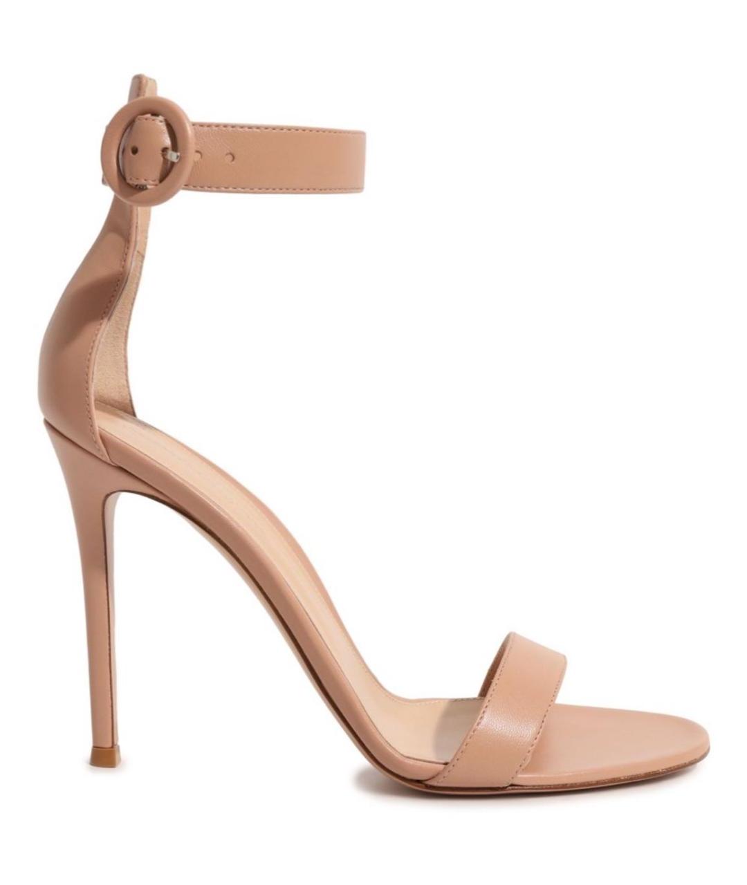 GIANVITO ROSSI Бежевые кожаные босоножки, фото 1